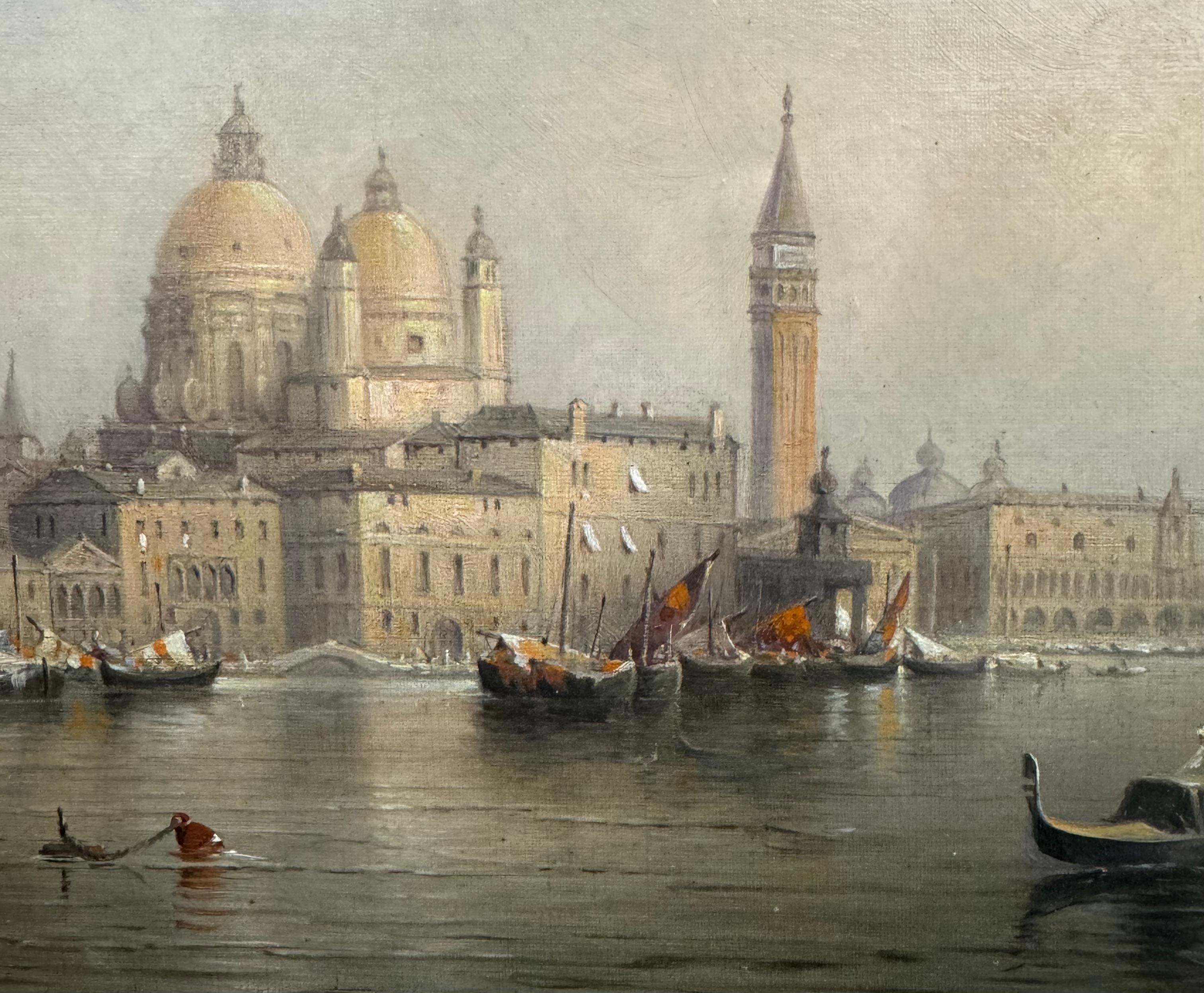 BELLE EPOQUE Fine MUSEUM American Venetian “Santa Maria della Salute” Painting For Sale 10