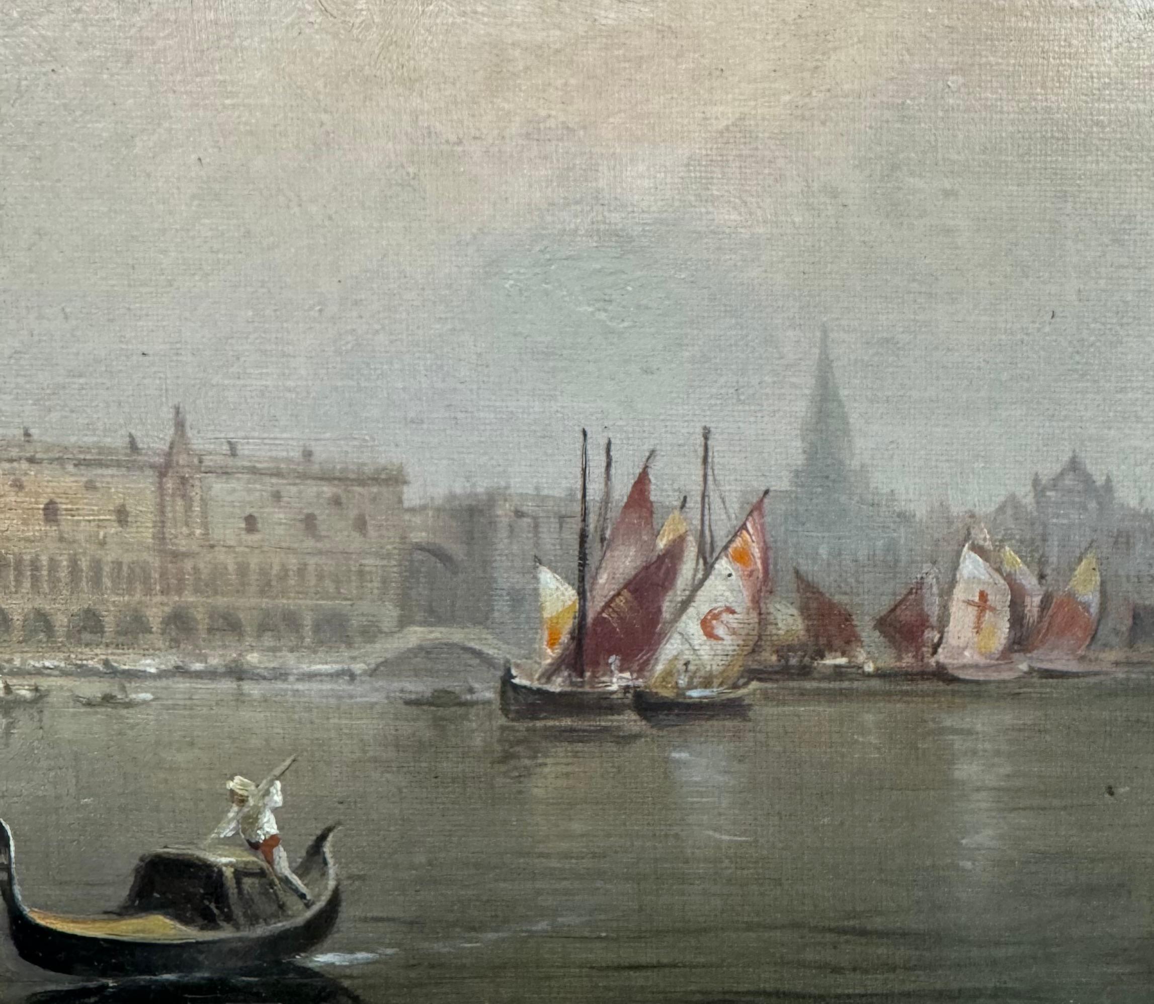 BELLE EPOQUE Fine MUSEUM American Venetian “Santa Maria della Salute” Painting For Sale 11