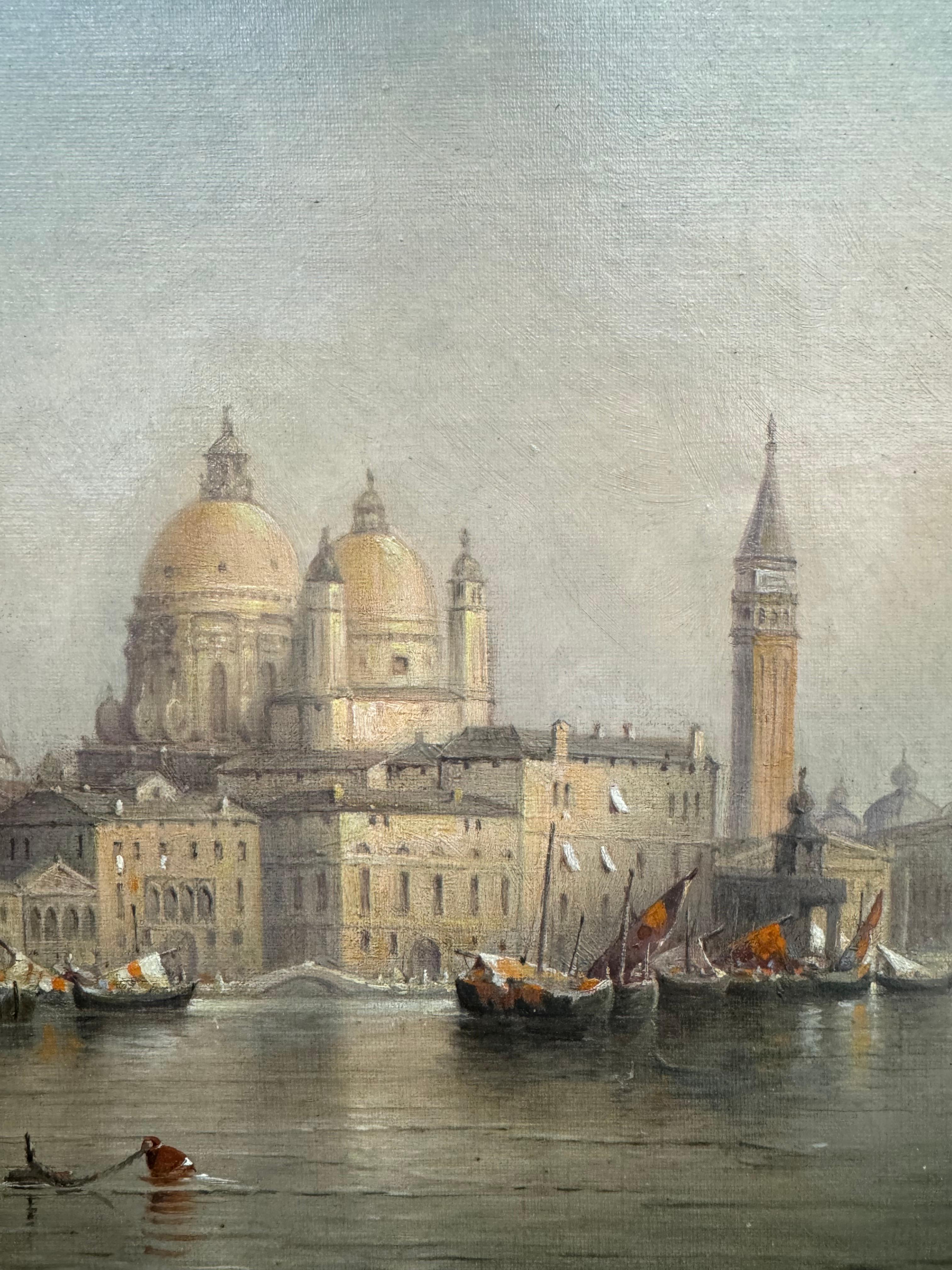 BELLE EPOQUE Fine MUSEUM American Venetian “Santa Maria della Salute” Painting For Sale 12