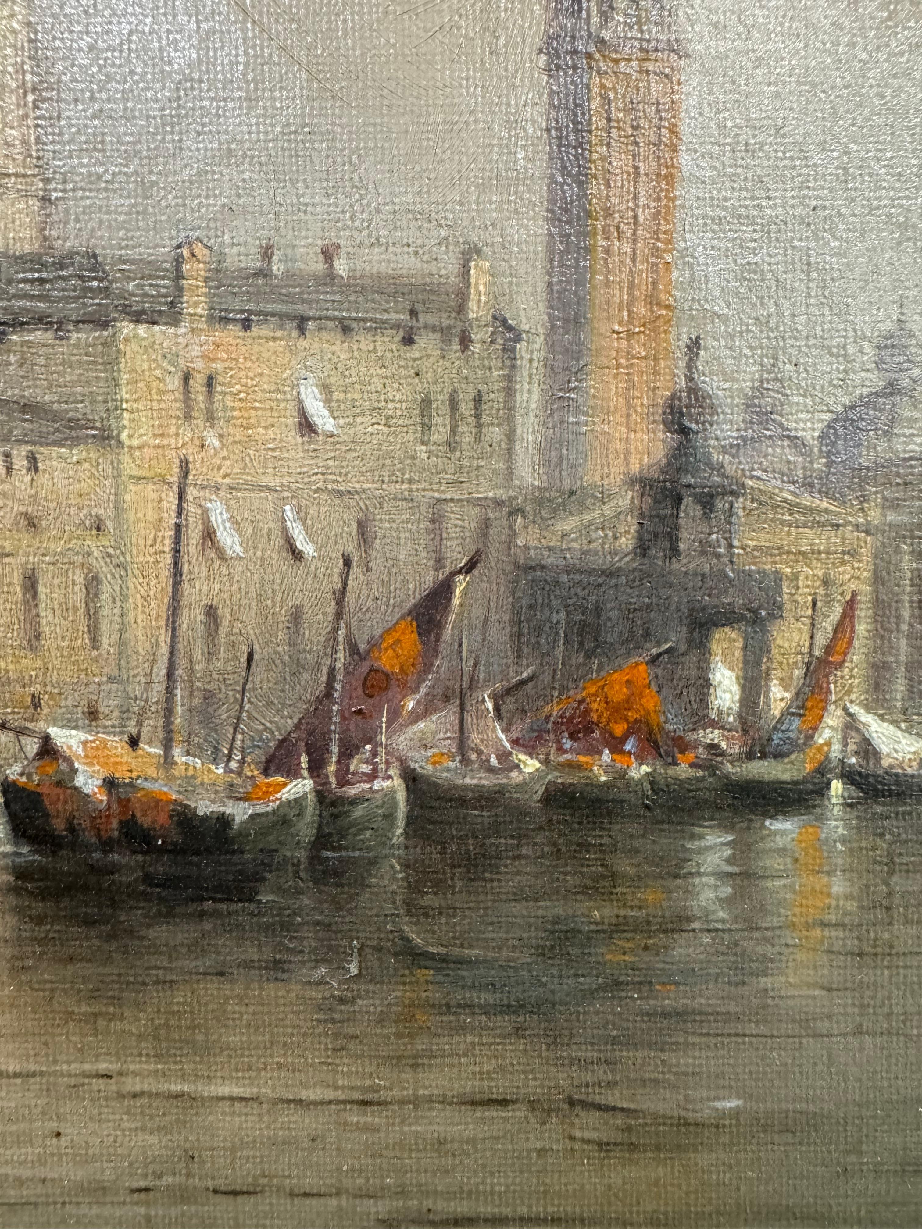 BELLE EPOQUE Fine MUSEUM American Venetian “Santa Maria della Salute” Painting For Sale 13