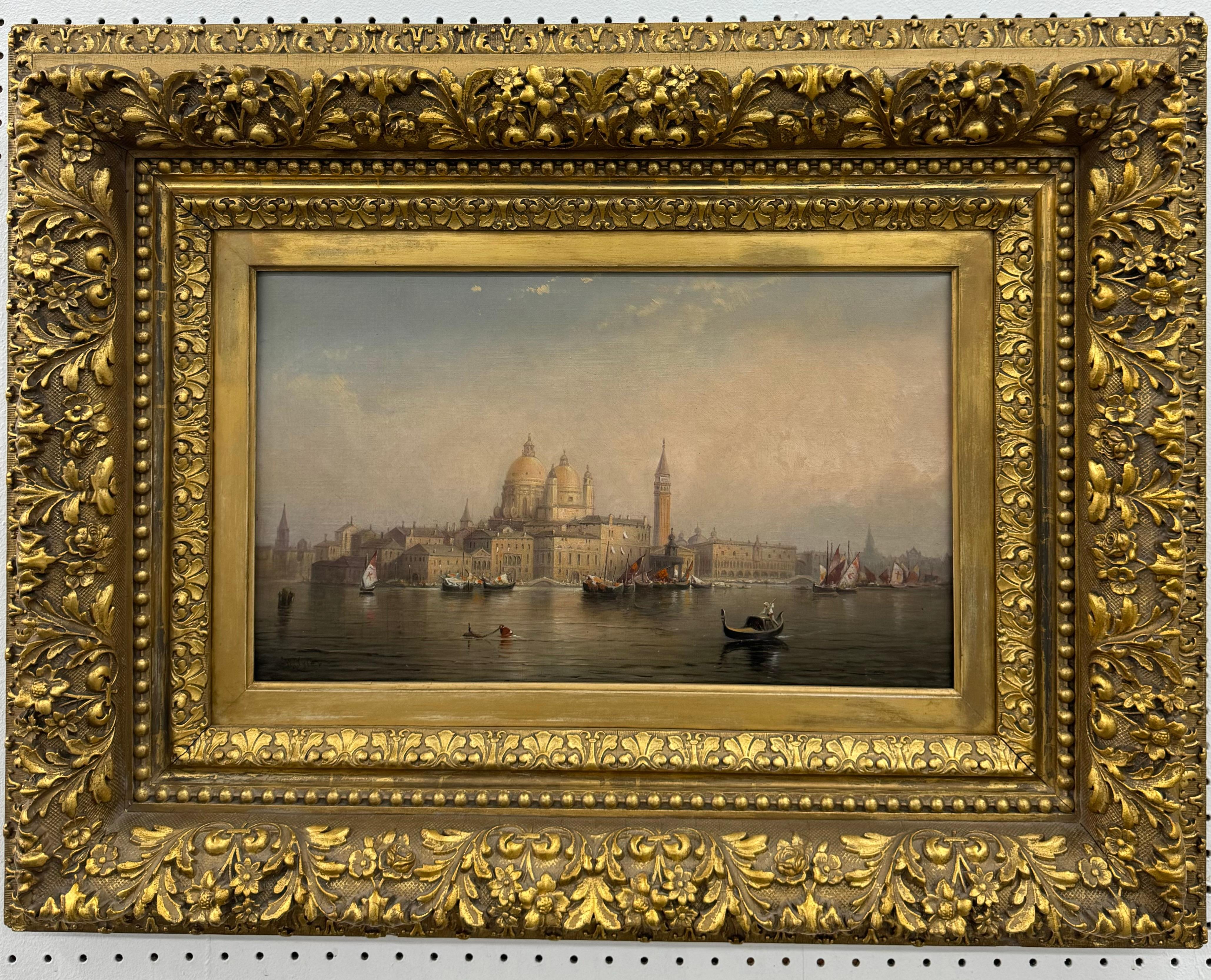 BELLE EPOQUE Fine MUSEUM American Venetian “Santa Maria della Salute” Painting - Brown Figurative Painting by William Richardson Tyler 