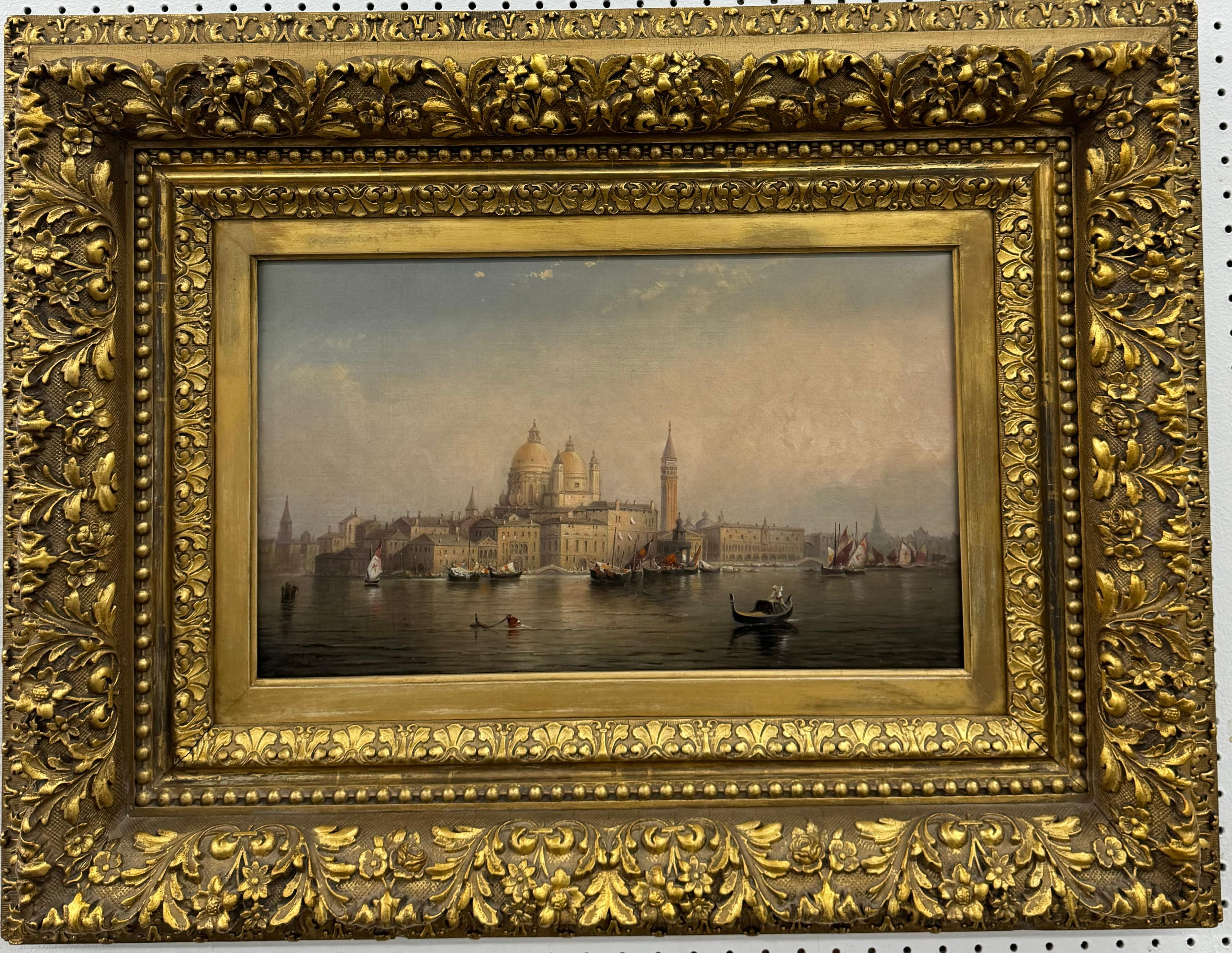 BELLE EPOQUE Fine MUSEUM American Venetian “Santa Maria della Salute” Painting For Sale 17