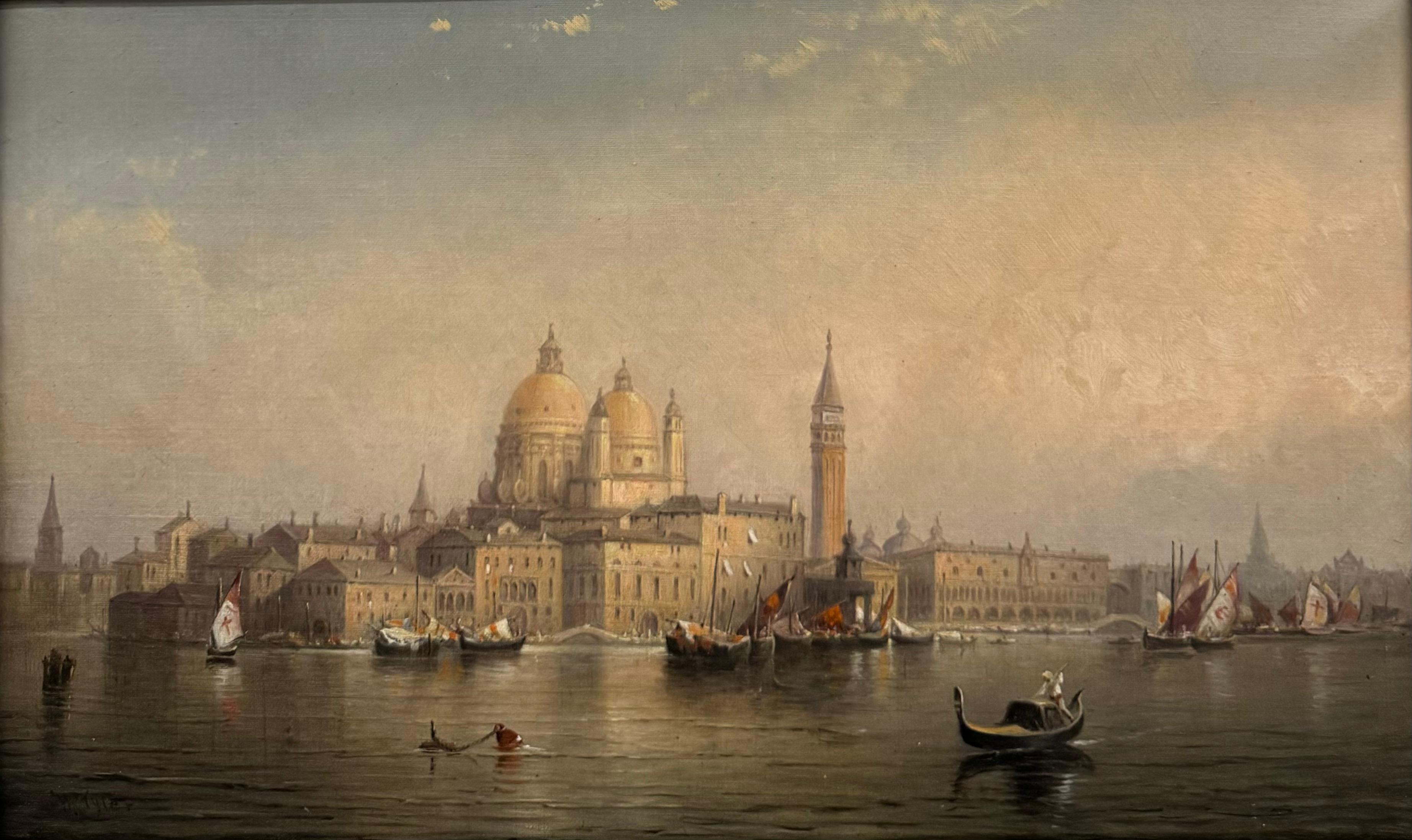 BELLE EPOQUE Fine MUSEUM American Venetian “Santa Maria della Salute” Painting For Sale 1