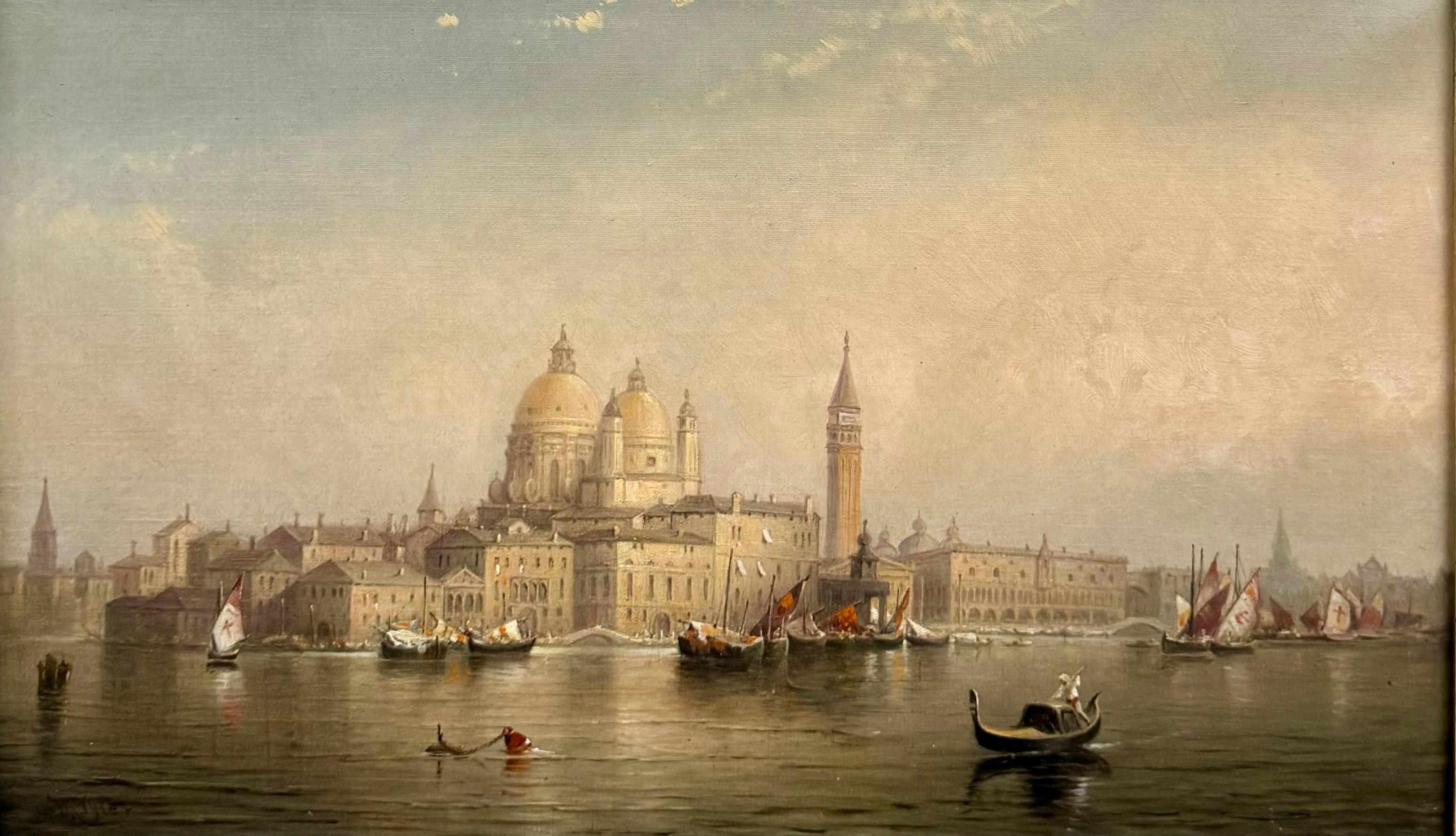 BELLE EPOQUE Fine MUSEUM American Venetian “Santa Maria della Salute” Painting For Sale 2
