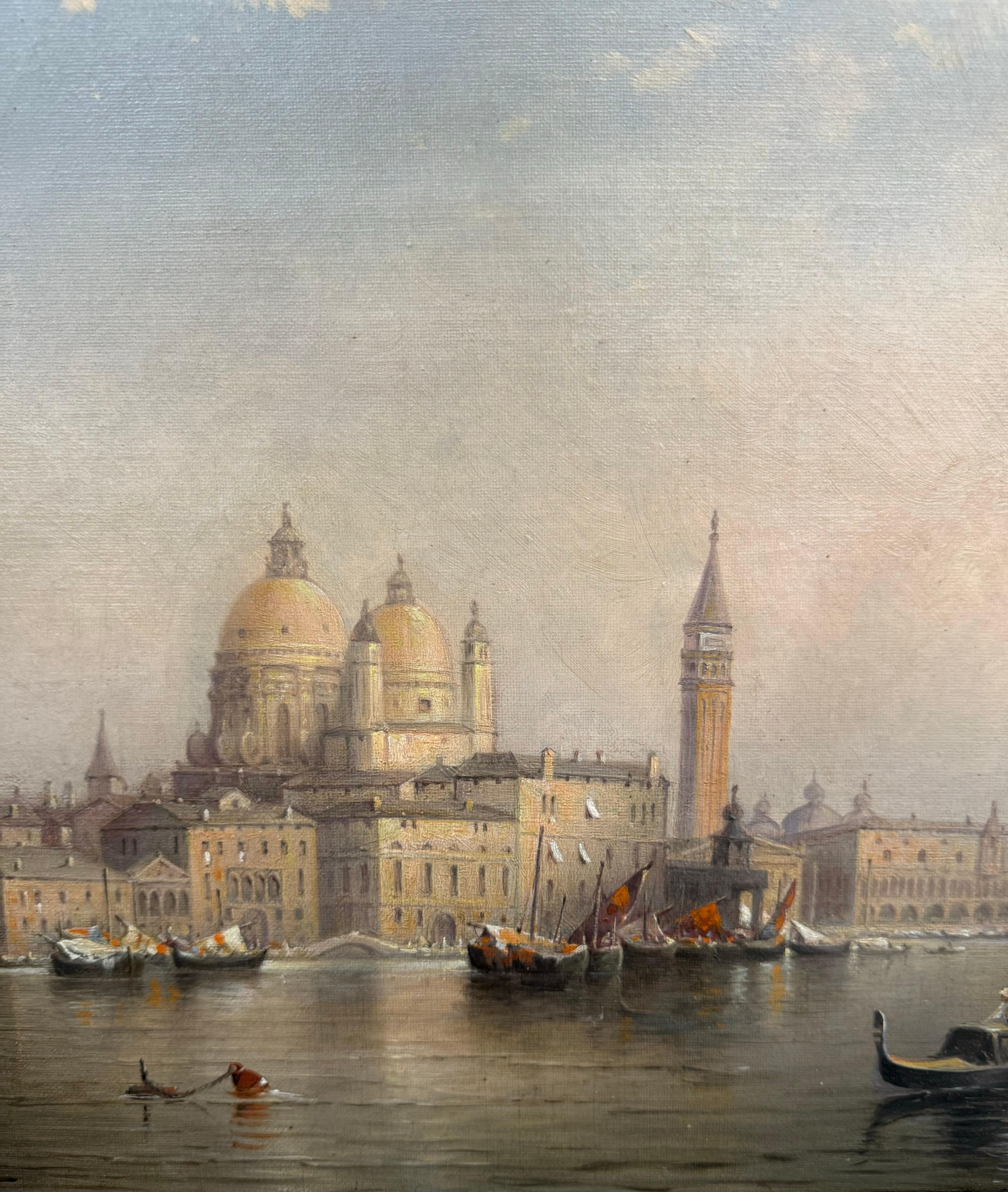 BELLE EPOQUE Fine MUSEUM American Venetian “Santa Maria della Salute” Painting For Sale 3
