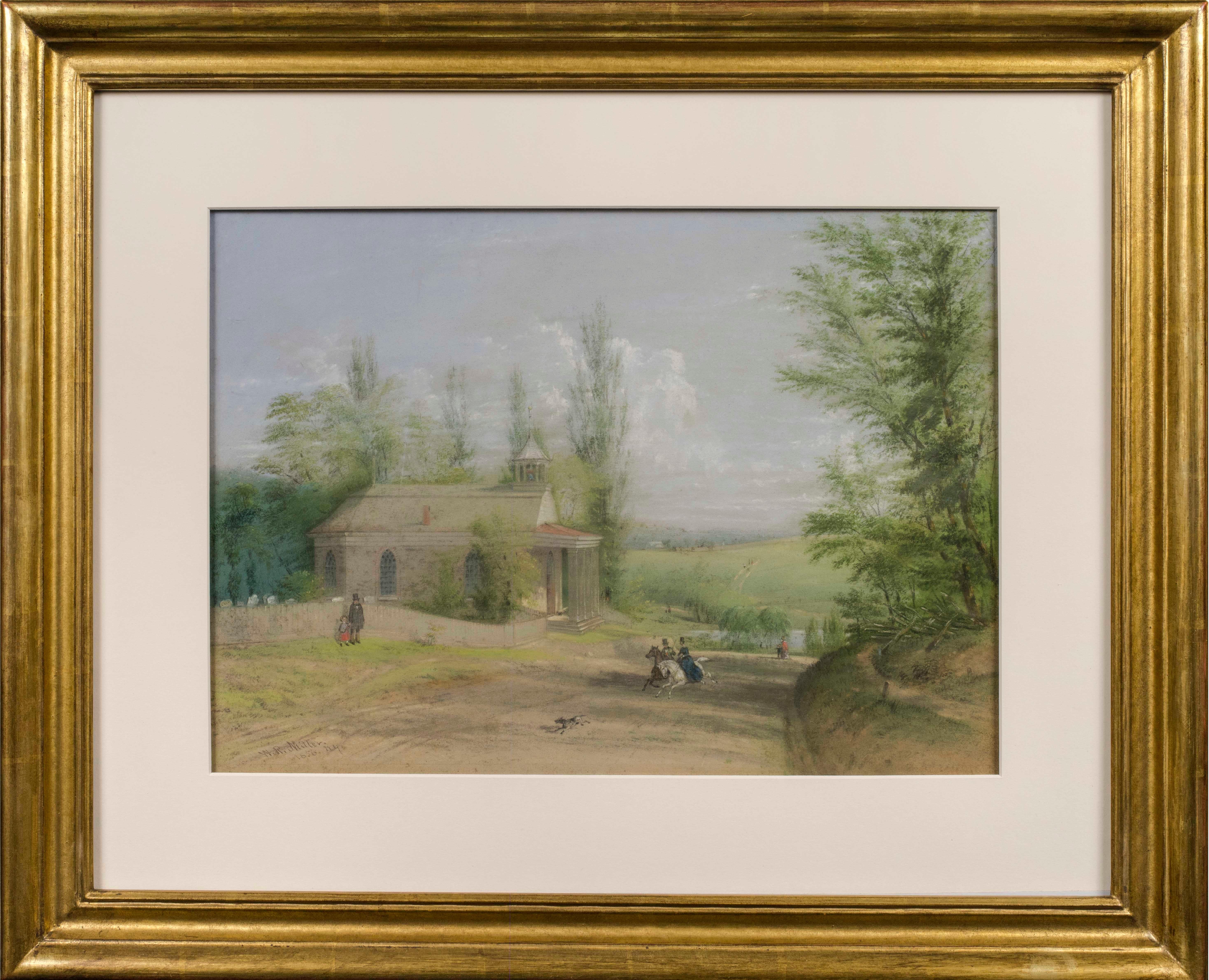 The Old Dutch Church, Sleepy Hollow, NY by William Rickarby Miller (1818-1893) For Sale 1
