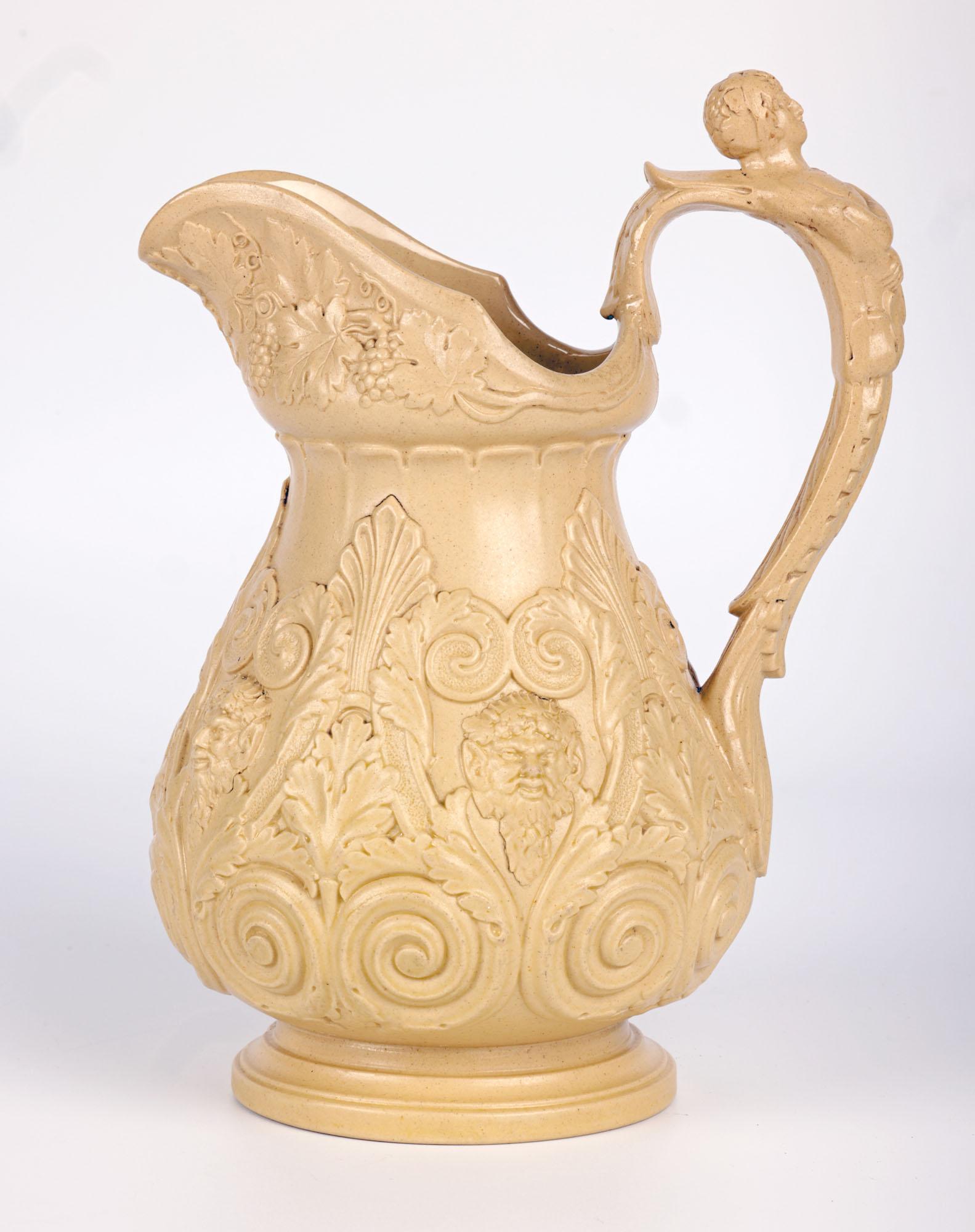 William Ridgway Antike Drabware Bacchus & Pan-Krug aus Drabware im Zustand „Gut“ im Angebot in Bishop's Stortford, Hertfordshire