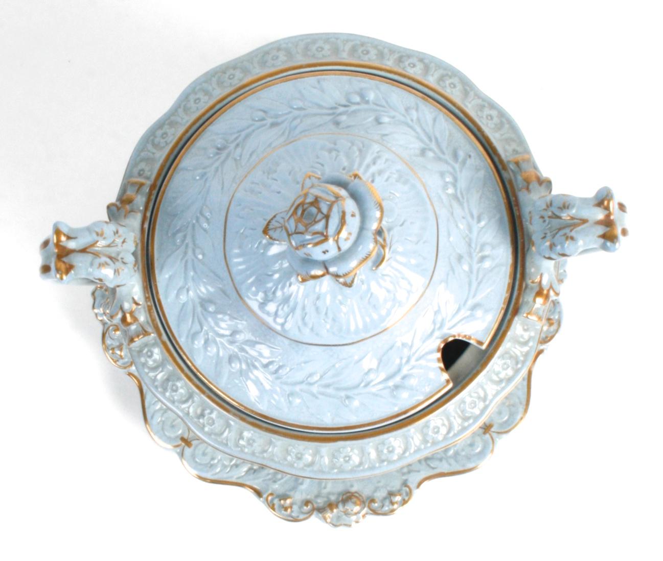 William Ridgway & Co. Blue Relief Molded Staffordshire Dinnerware, circa 1830 5