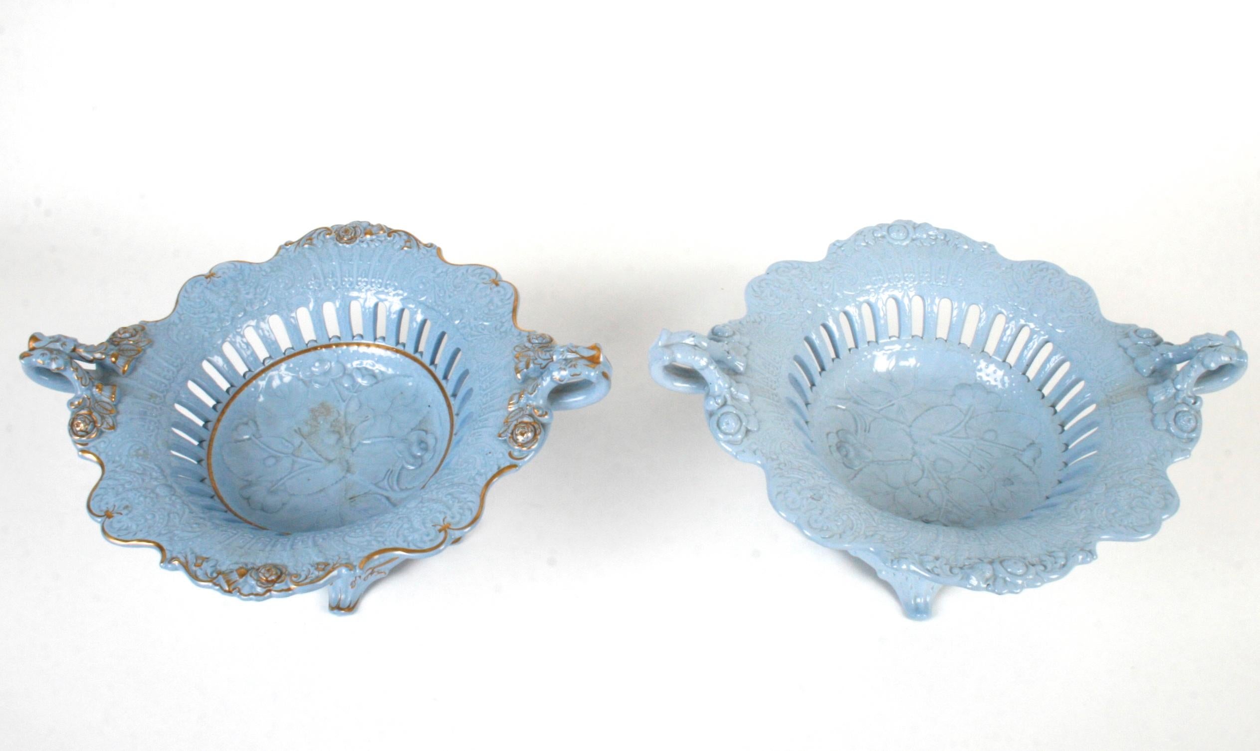 Stoneware William Ridgway & Co. Blue Relief Molded Staffordshire Dinnerware, circa 1830