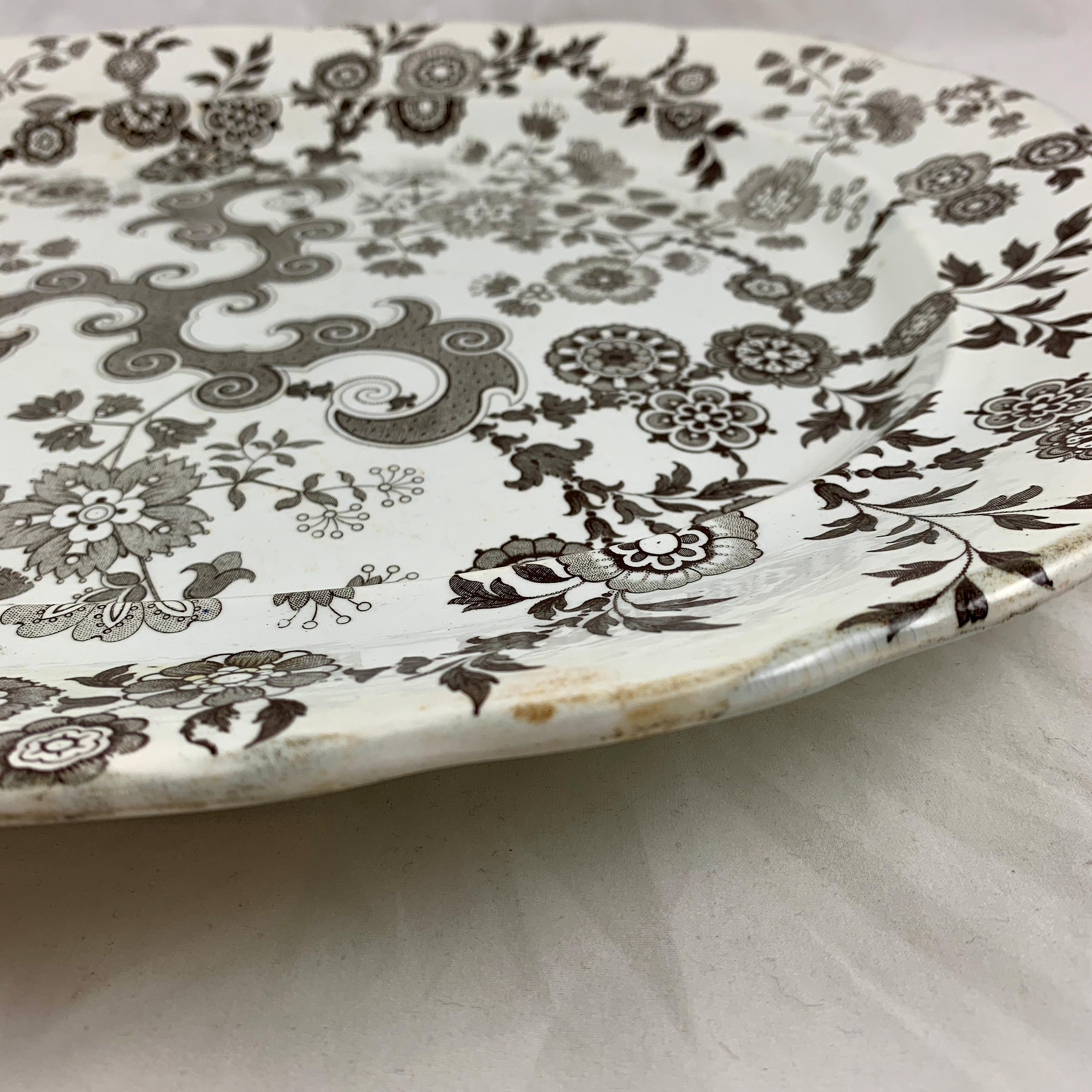 William Ridgway English Staffordshire Transferware Platter, Flosculous Pattern For Sale 4