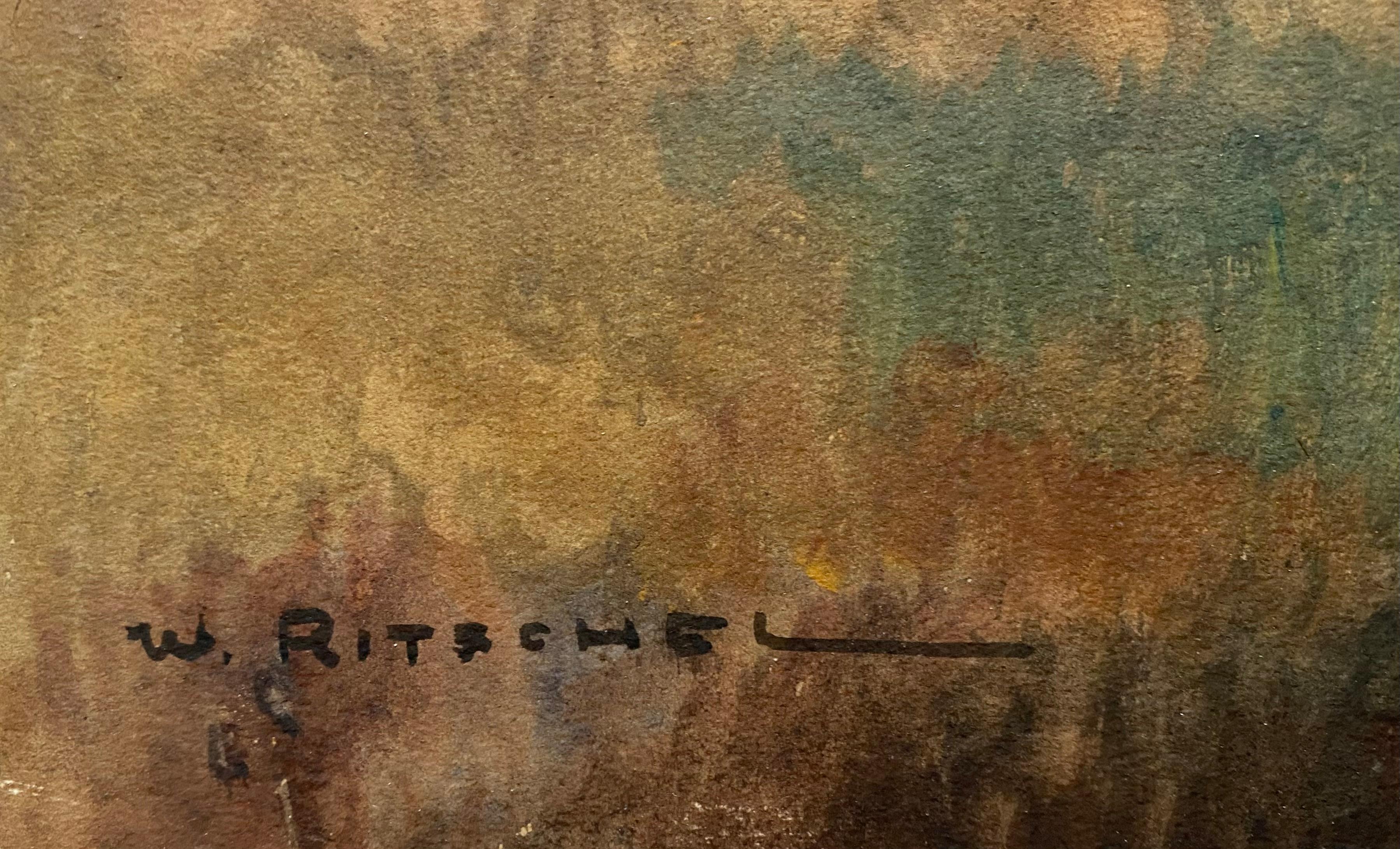 Born in Nuremberg, Germany on July 11, 1864. Ritschel was educated at the Latin and Industrial School in Nuremberg. As a youth he worked as a sailor and it was during this time that he began sketching marine subjects. He studied art at the Royal