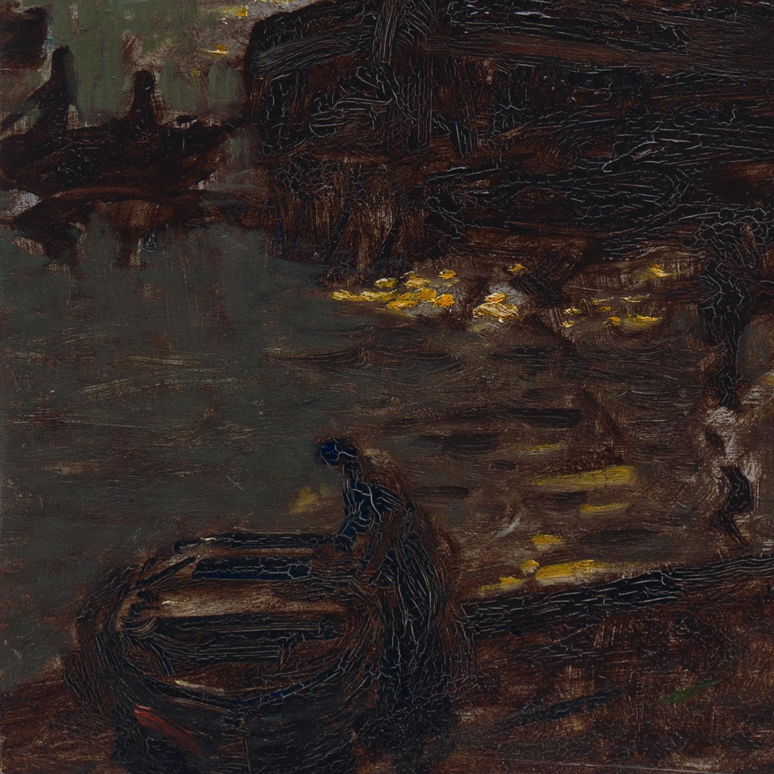 'Moonlight Sonata', Munich School, National Academy, California, Carmel, PPIE - Impressionist Painting by William Ritschel