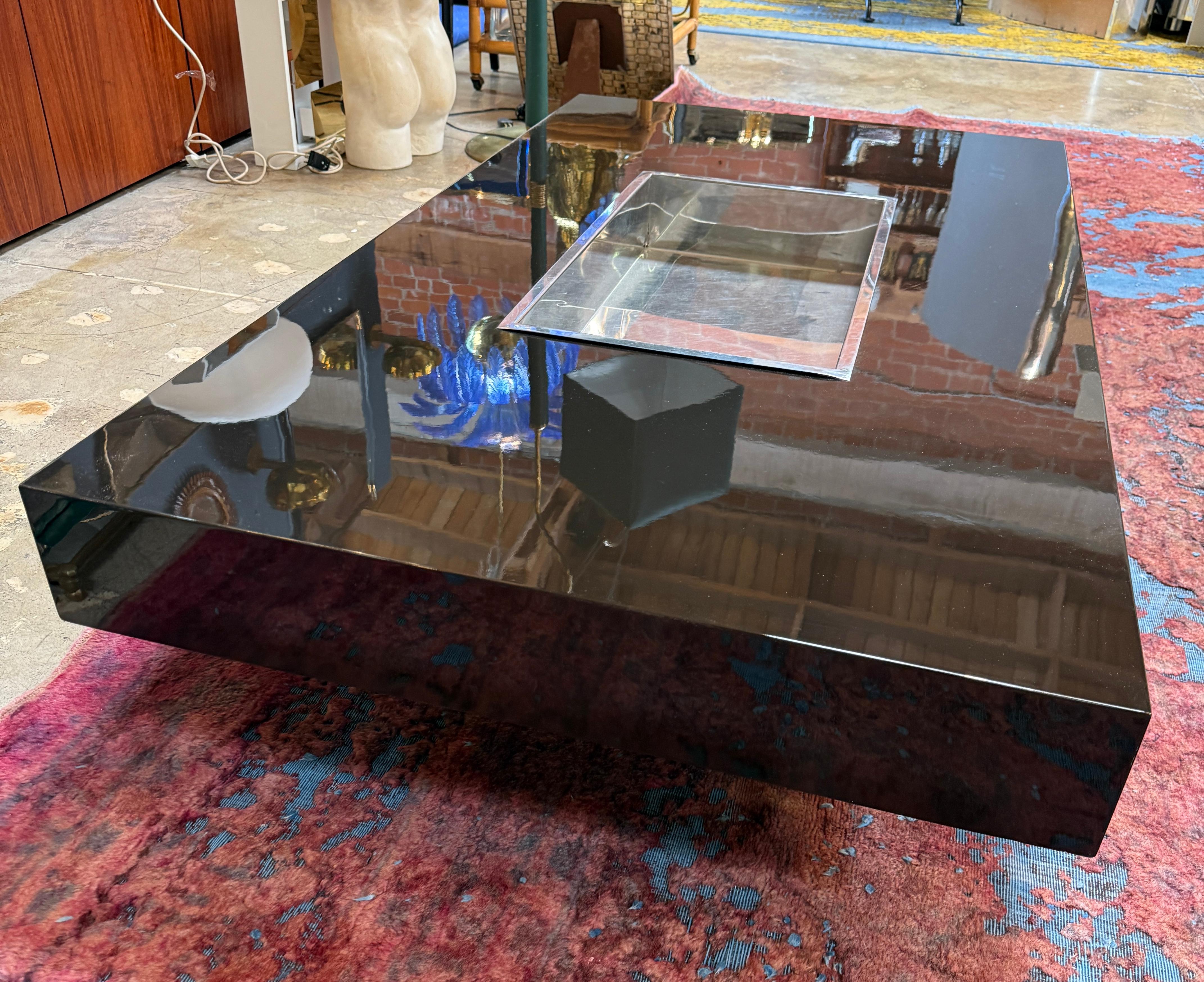 Italian William Rizzo Black Lacquer Coffee and Cocktail Table, 1970s For Sale
