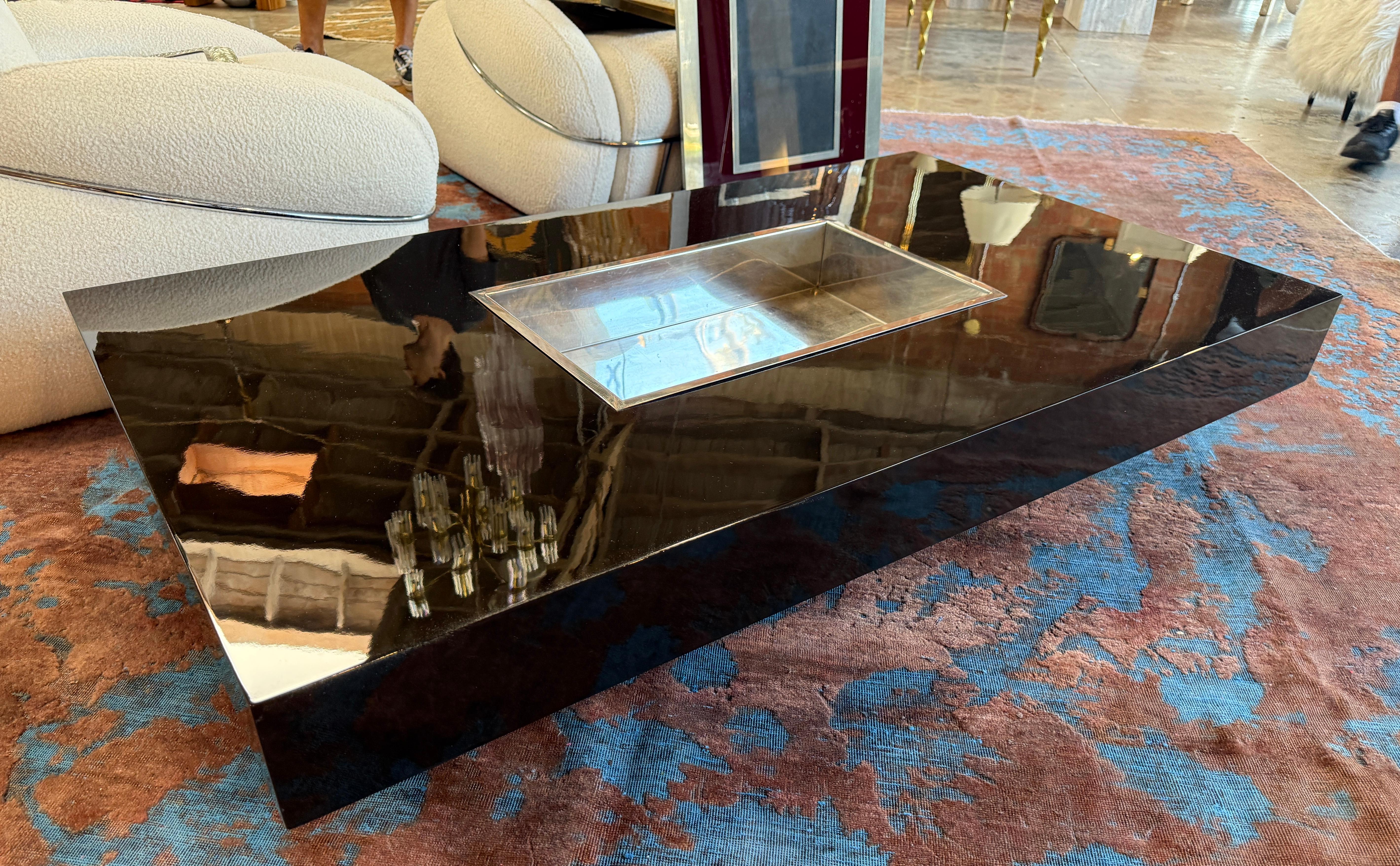 Late 20th Century William Rizzo Black Lacquer Coffee and Cocktail Table, 1970s For Sale