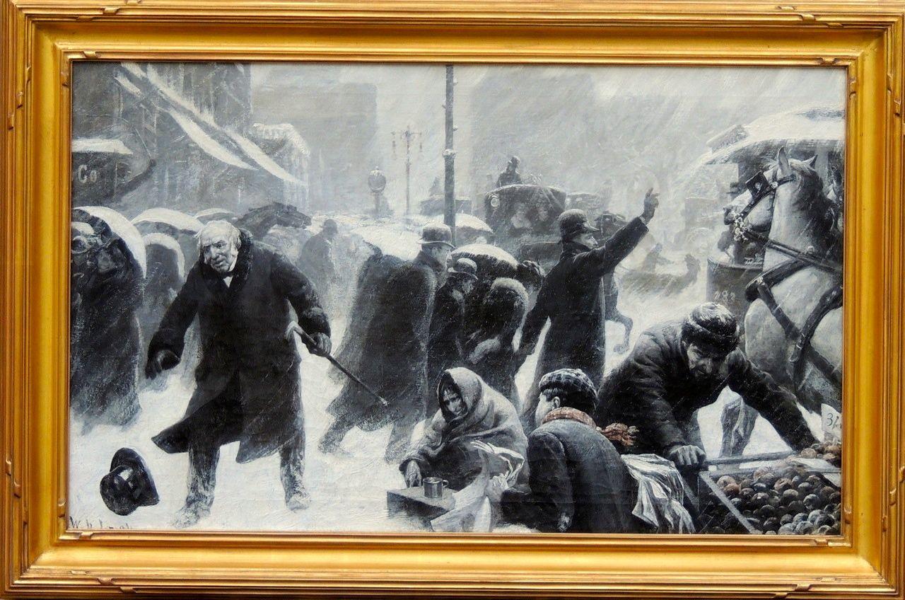 Scena di strada a New York, storia del settimanale Collier's Magazine - Painting di William Robinson Leigh