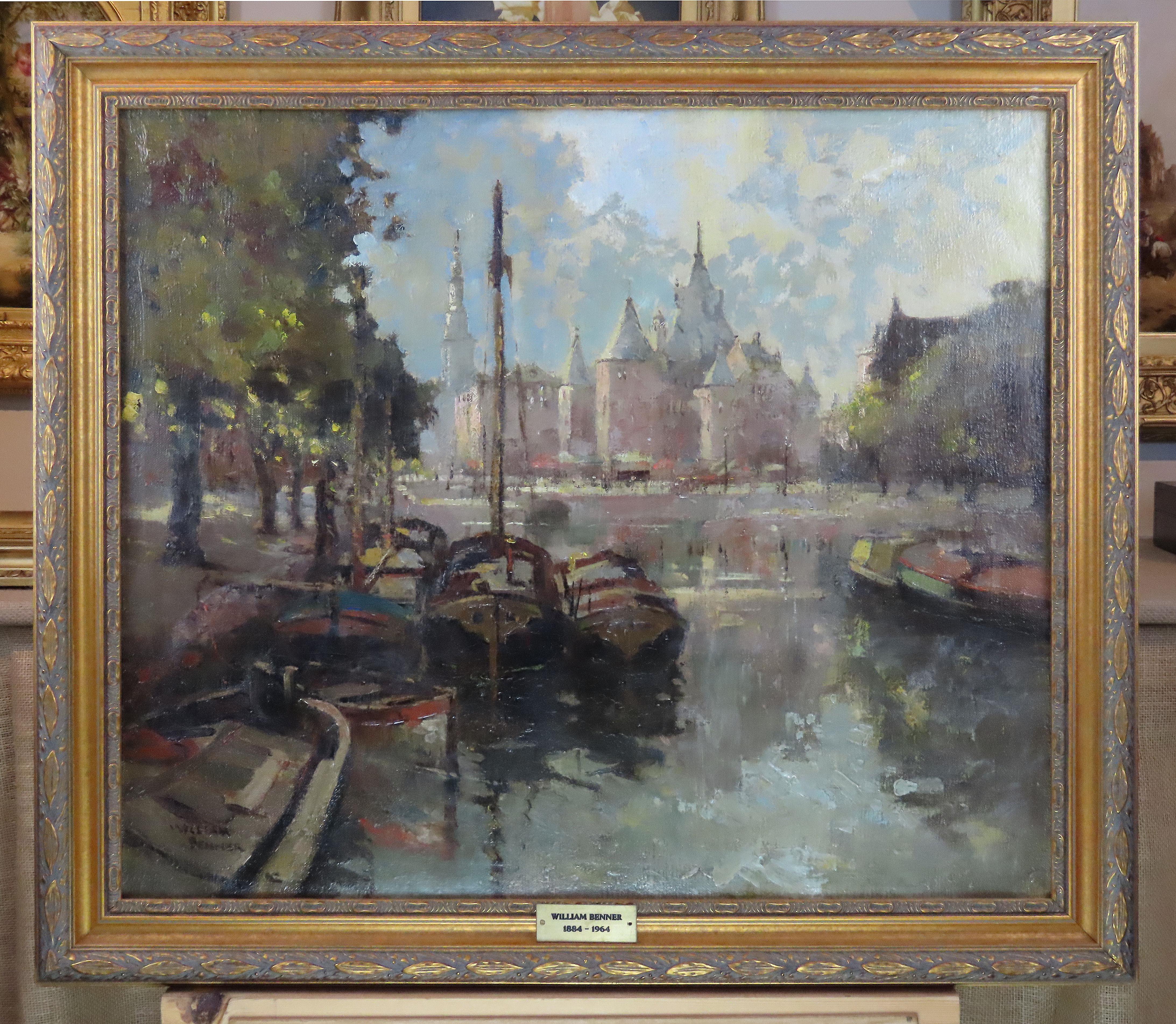 Original Ölgemälde auf Leinwand, William Roger Benner, „The Vaag and Geldersche Kade“, Öl im Angebot 1