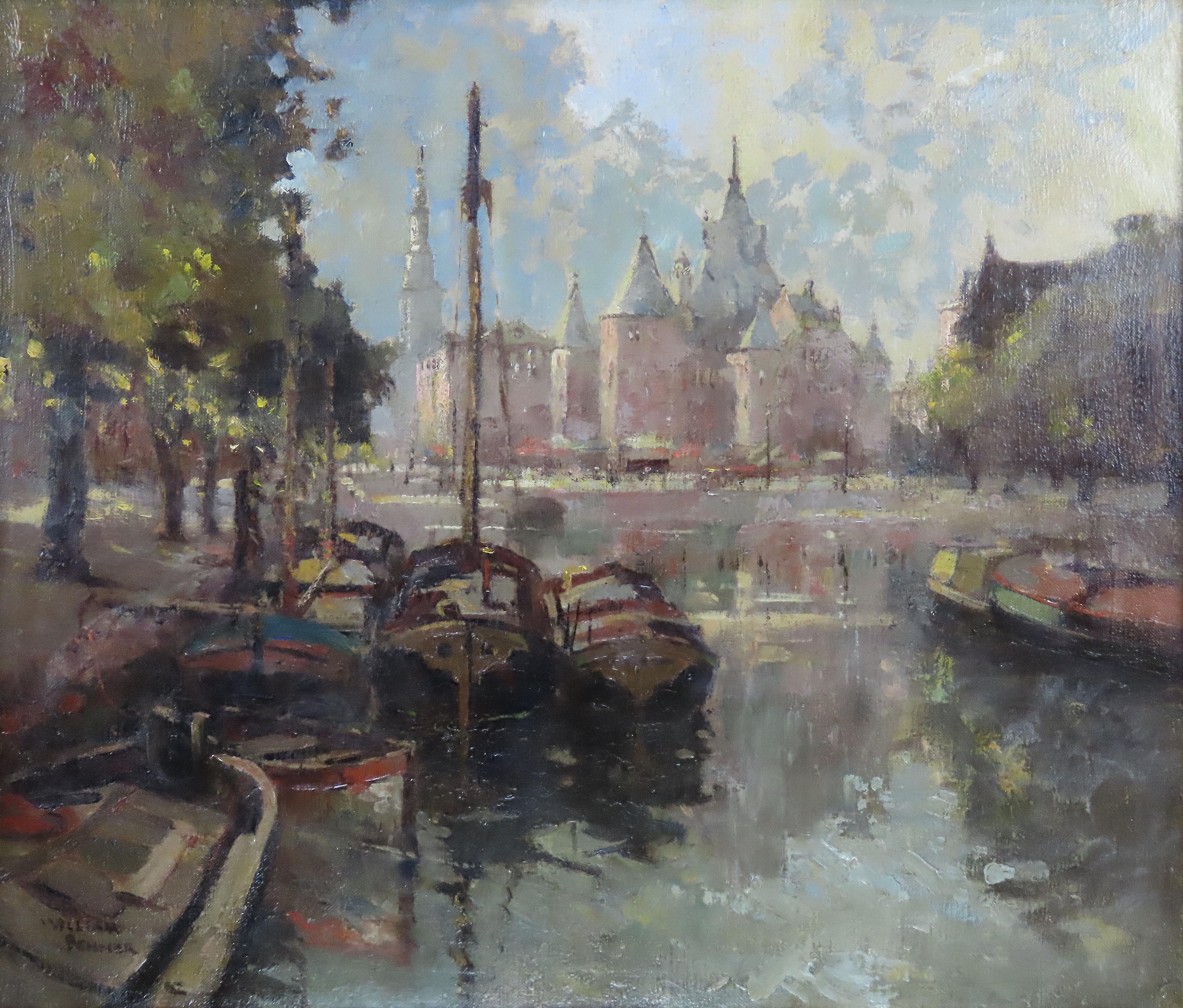 Original Ölgemälde auf Leinwand, William Roger Benner, „The Vaag and Geldersche Kade“, Öl im Angebot 2