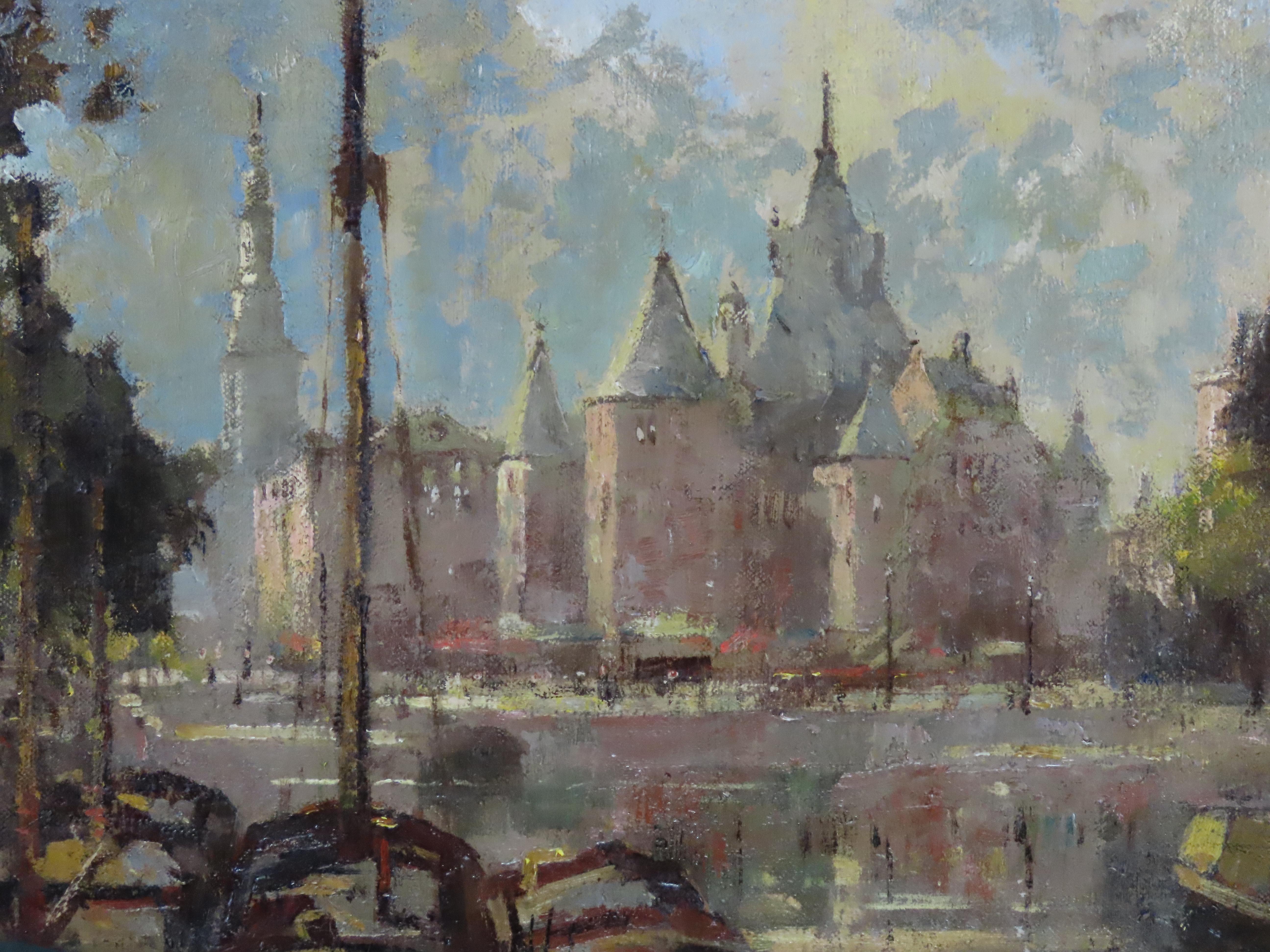 Original Ölgemälde auf Leinwand, William Roger Benner, „The Vaag and Geldersche Kade“, Öl im Angebot 3