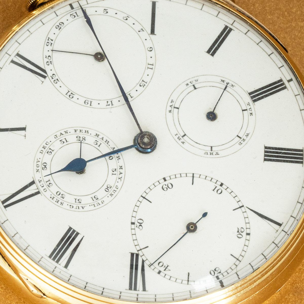 William Rogers Rare Gold Quarter Repeater Calendar Pocket Watch C1862 1
