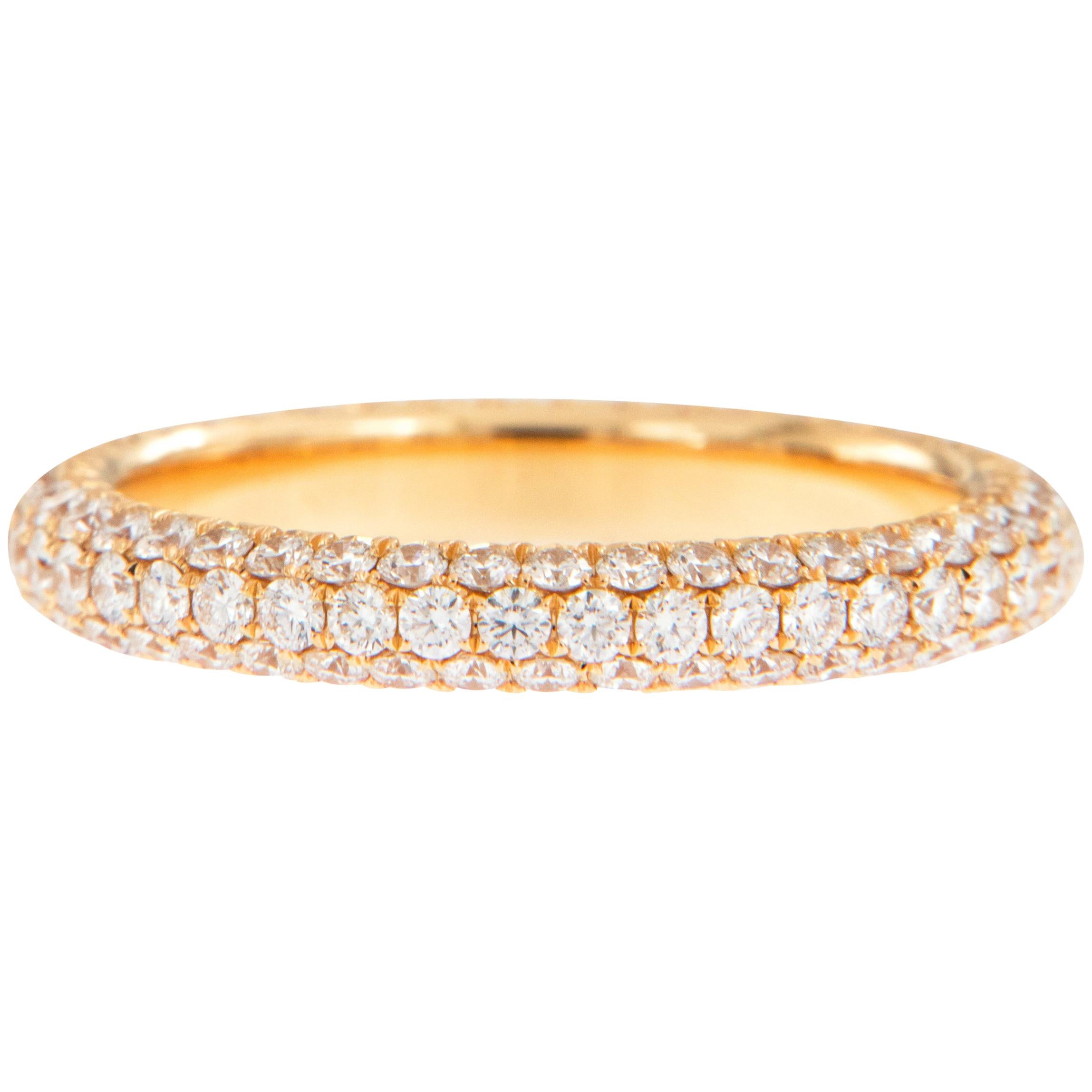 William Rosenberg 18 Karat Rose Gold 1.51 Carat Pave' Diamond Eternity Ring