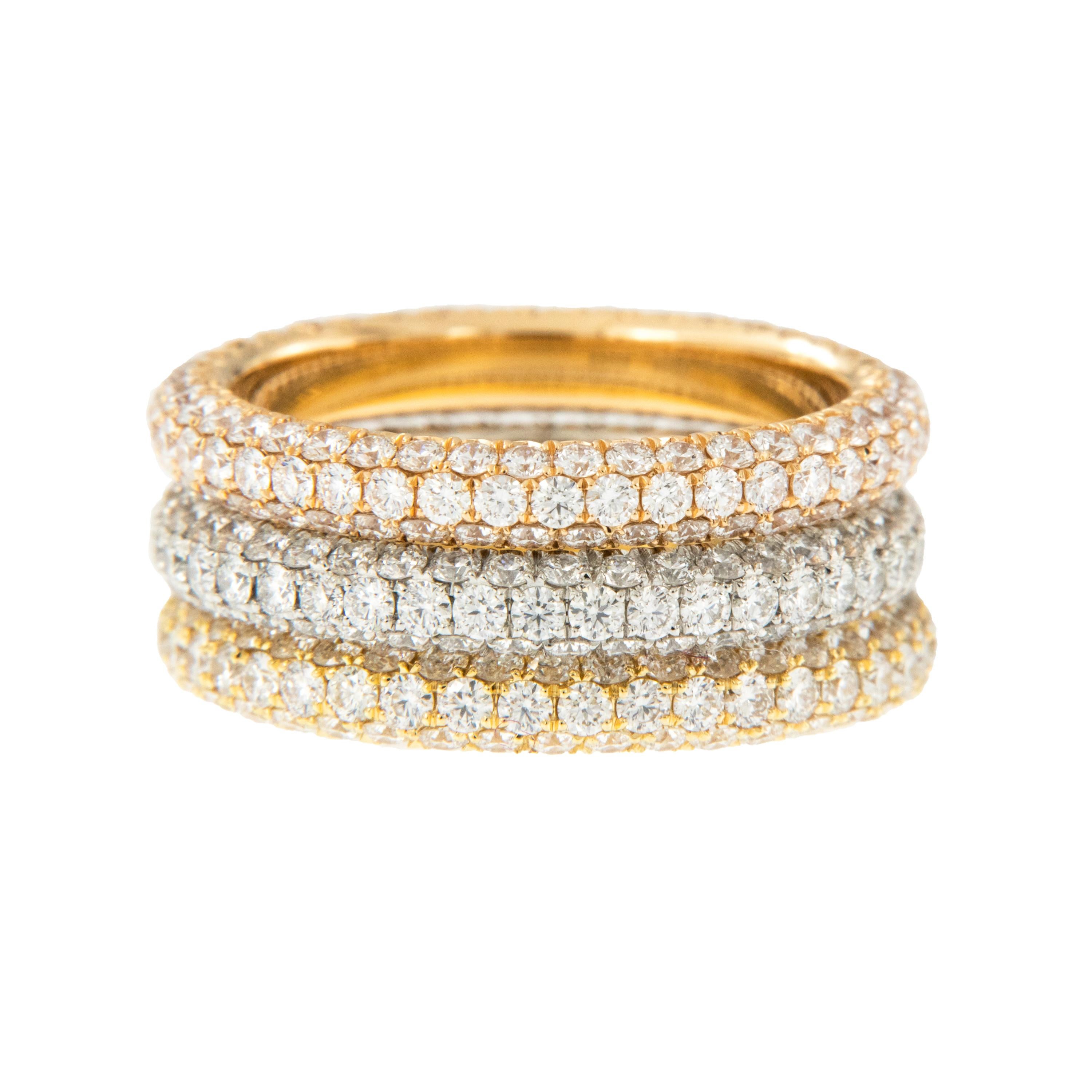 Women's or Men's William Rosenberg 18 Karat Rose Gold 1.51 Carat Pave' Diamond Eternity Ring
