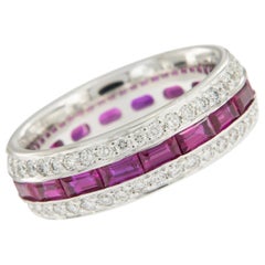 William Rosenberg 18 Karat White Gold Ruby and Diamond Band 3.54 Carat TW