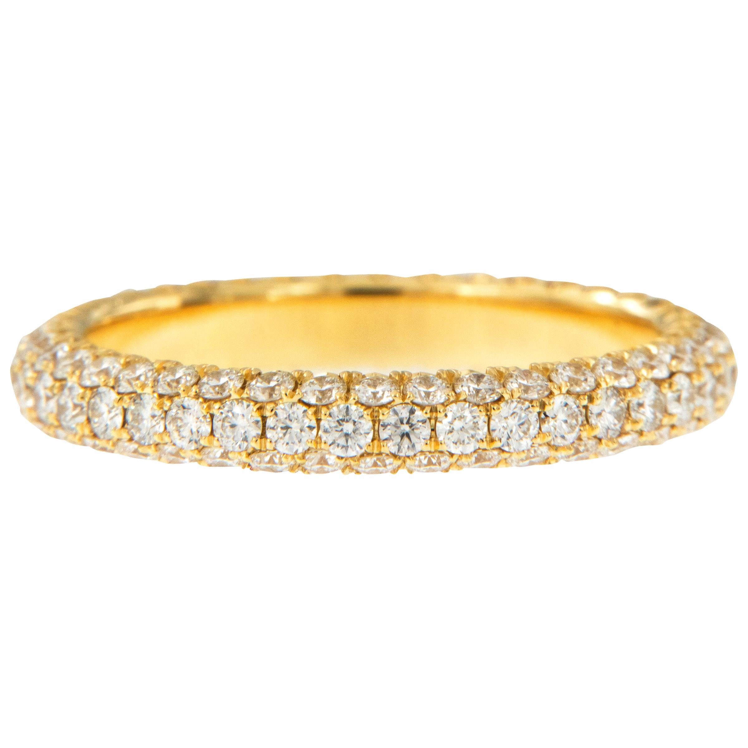 William Rosenberg 18 Karat Yellow Gold 1.49 Carat Pave' Diamond Eternity Ring