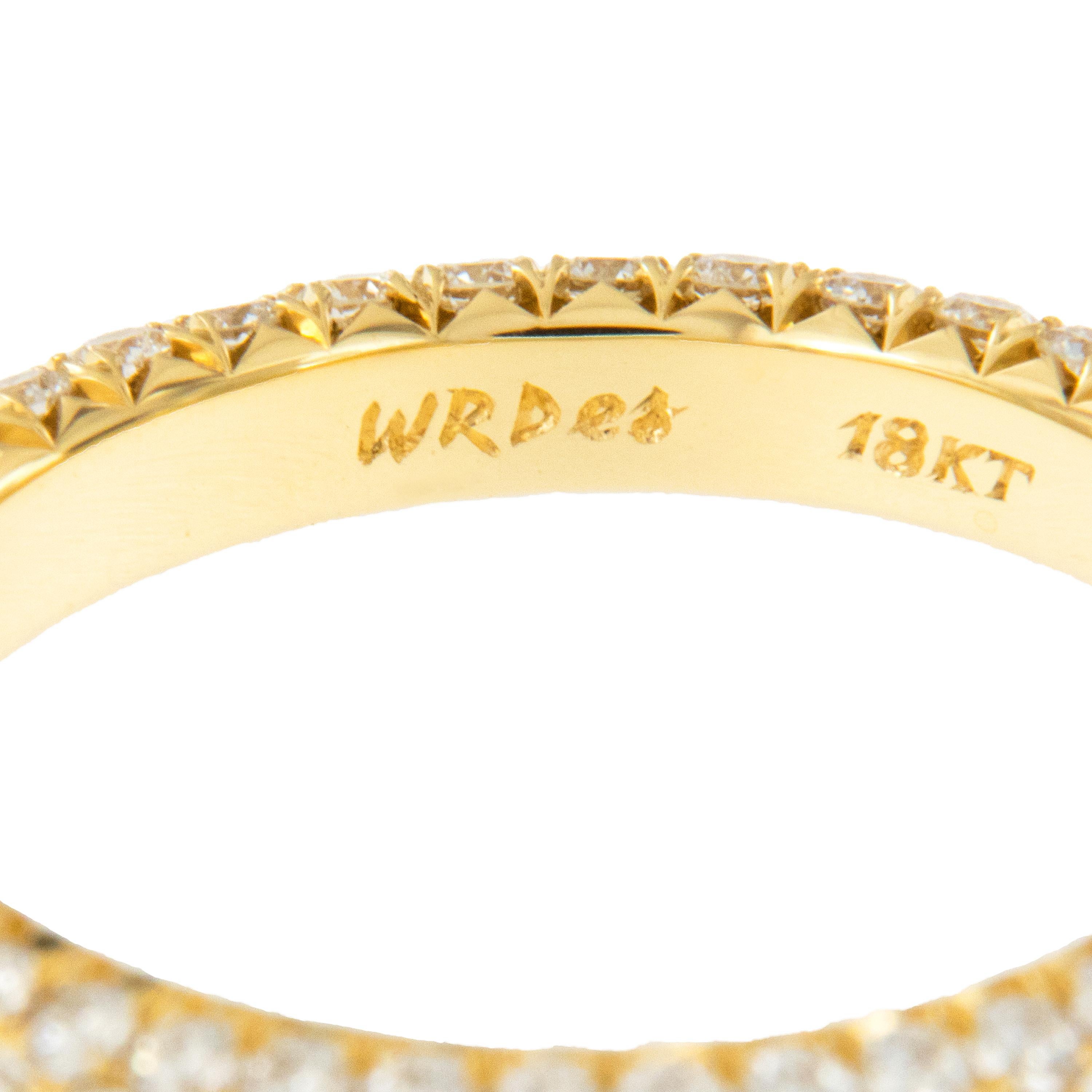 Contemporary William Rosenberg 18 Karat Yellow Gold 1.49 Carat Pave' Diamond Eternity Ring