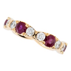 William Rosenberg 20 Karat Rose Gold Ruby and Diamond Eternity Ring