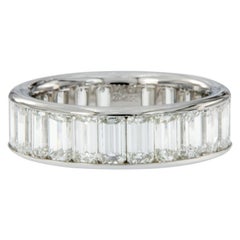 William Rosenberg Platinum North-South Emerald Cut Diamond 6.04 Carat Band Ring