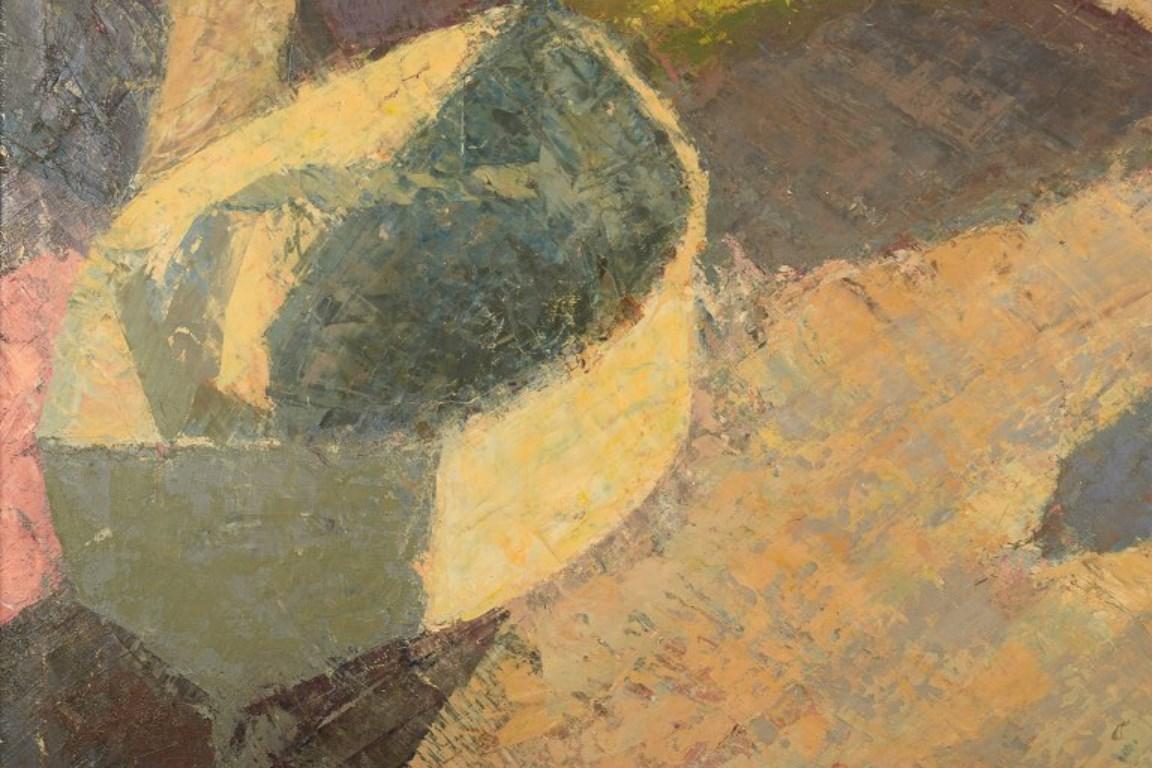 Moderno William Rosenberg, pittore danese. Olio su tela. Barche sulla riva