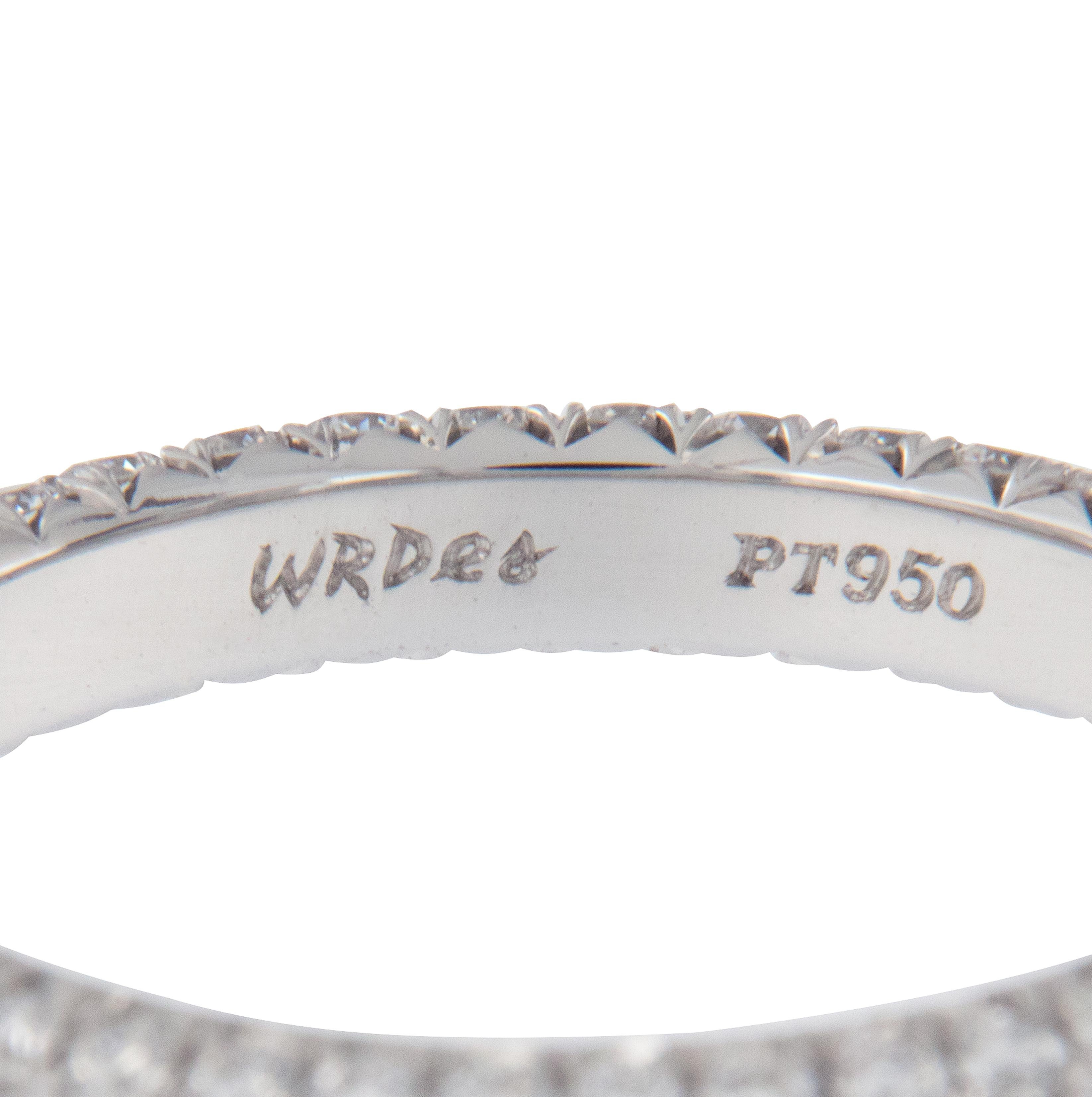 Round Cut William Rosenberg Platinum 1.49 Carat Pave' Diamond Eternity Ring