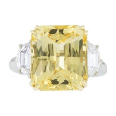 William Rosenberg Platinum 18 Karat Gold No Heat Yellow Sapphire & Diamond Ring