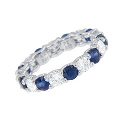 William Rosenberg Platinum 1.95 Ct Sapphire and 1.65 Ct Diamond Eternity Ring