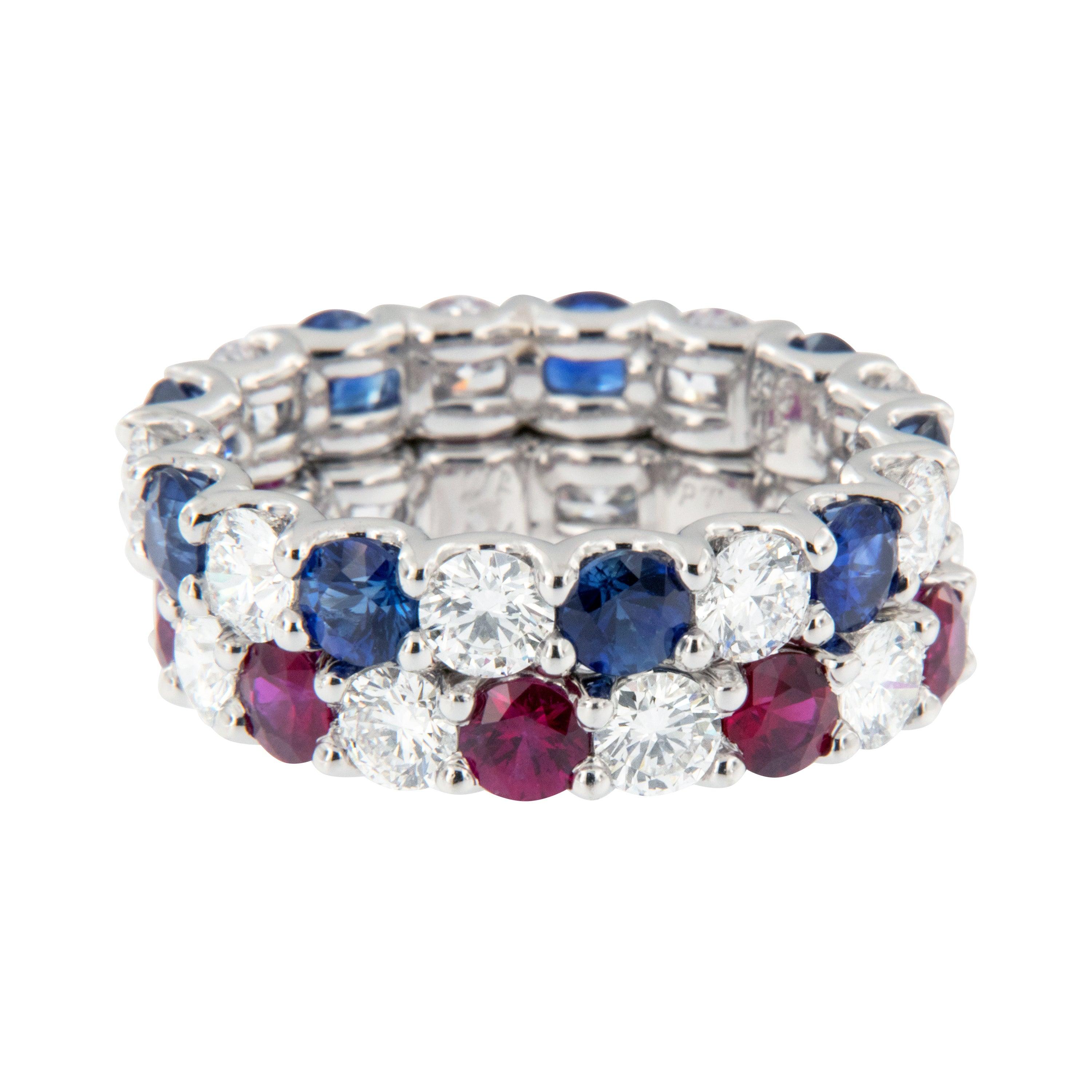 For Sale:  William Rosenberg Platinum 1.95 Ct Sapphire and 1.65 Ct Diamond Eternity Ring 5