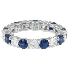 William Rosenberg Platinum 1.95 Ct Sapphire and 1.65 Ct Diamond Eternity Ring