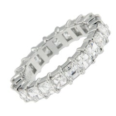 William Rosenberg Platinum 3.35 Ct Royal Asscher Cut Diamond Eternity Band Ring