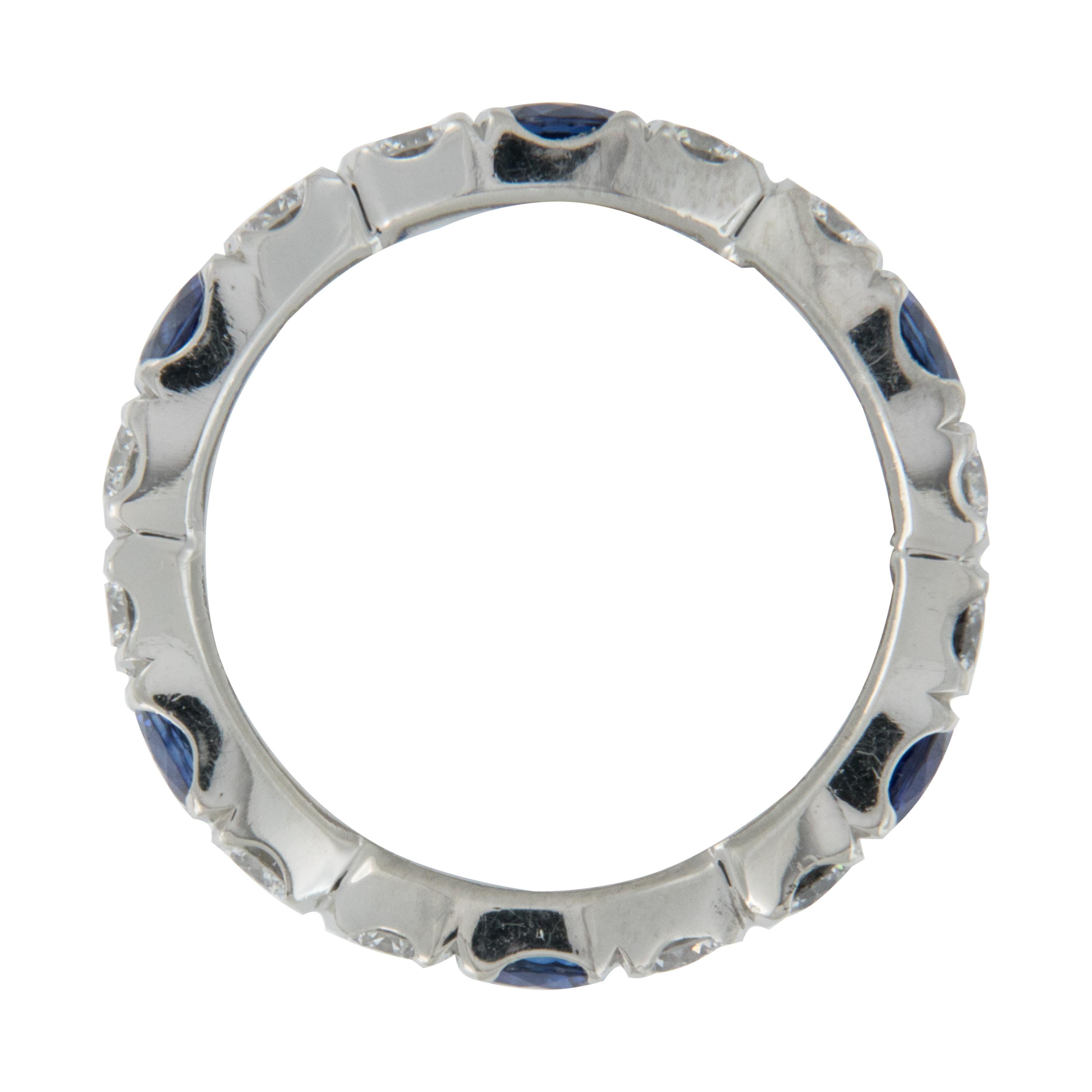 Round Cut William Rosenberg Platinum Sapphire and Diamond Eternity Ring