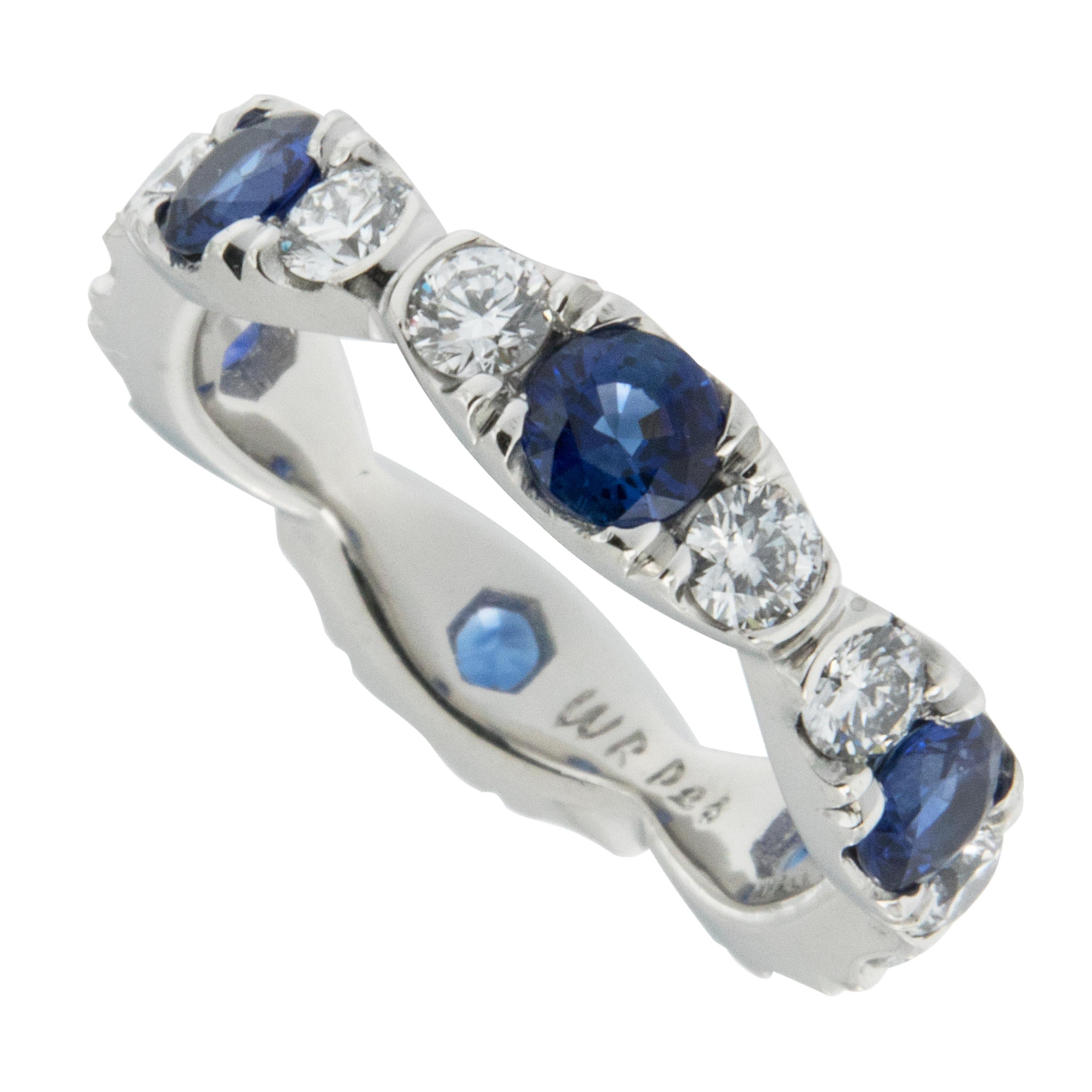 William Rosenberg Platinum Sapphire and Diamond Eternity Ring In New Condition In Troy, MI