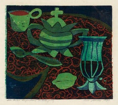 The Green Sugarbowl — Mid-Century Color Woodcut