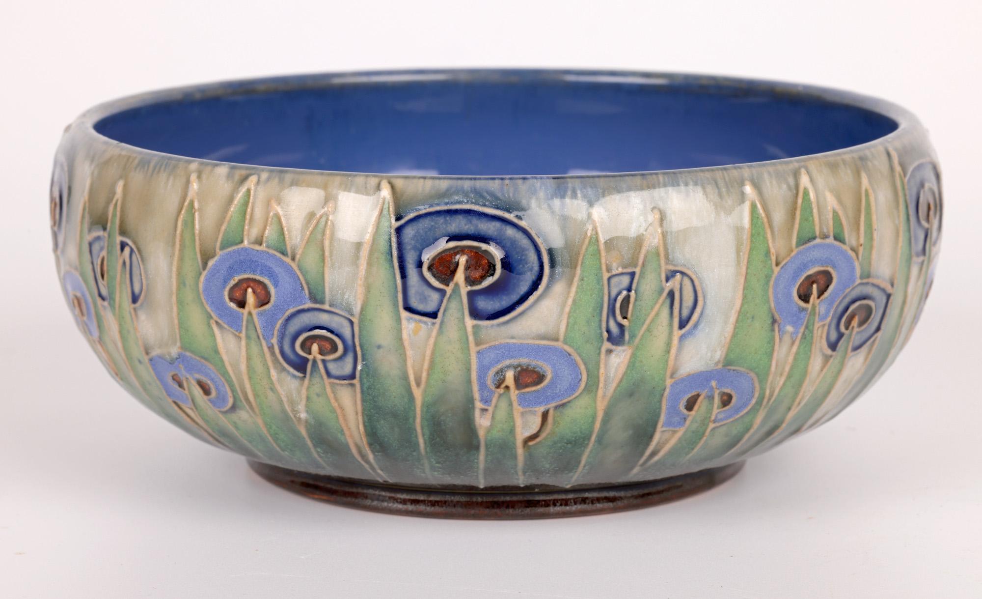 William Rowe Doulton Lambeth Art Deco Abstract Floral Design Bowl 3
