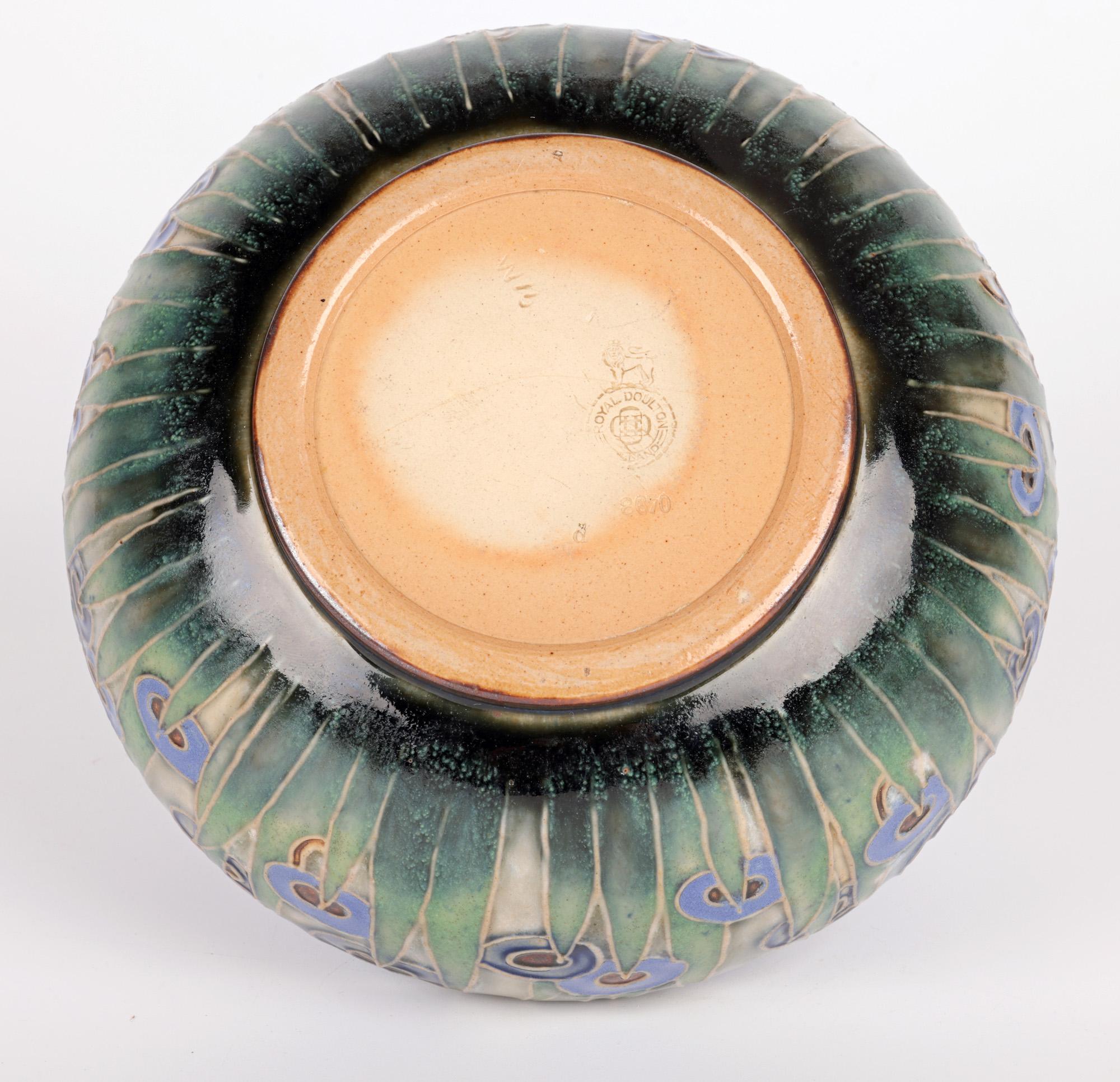 William Rowe Doulton Lambeth Art Deco Abstract Floral Design Bowl 4