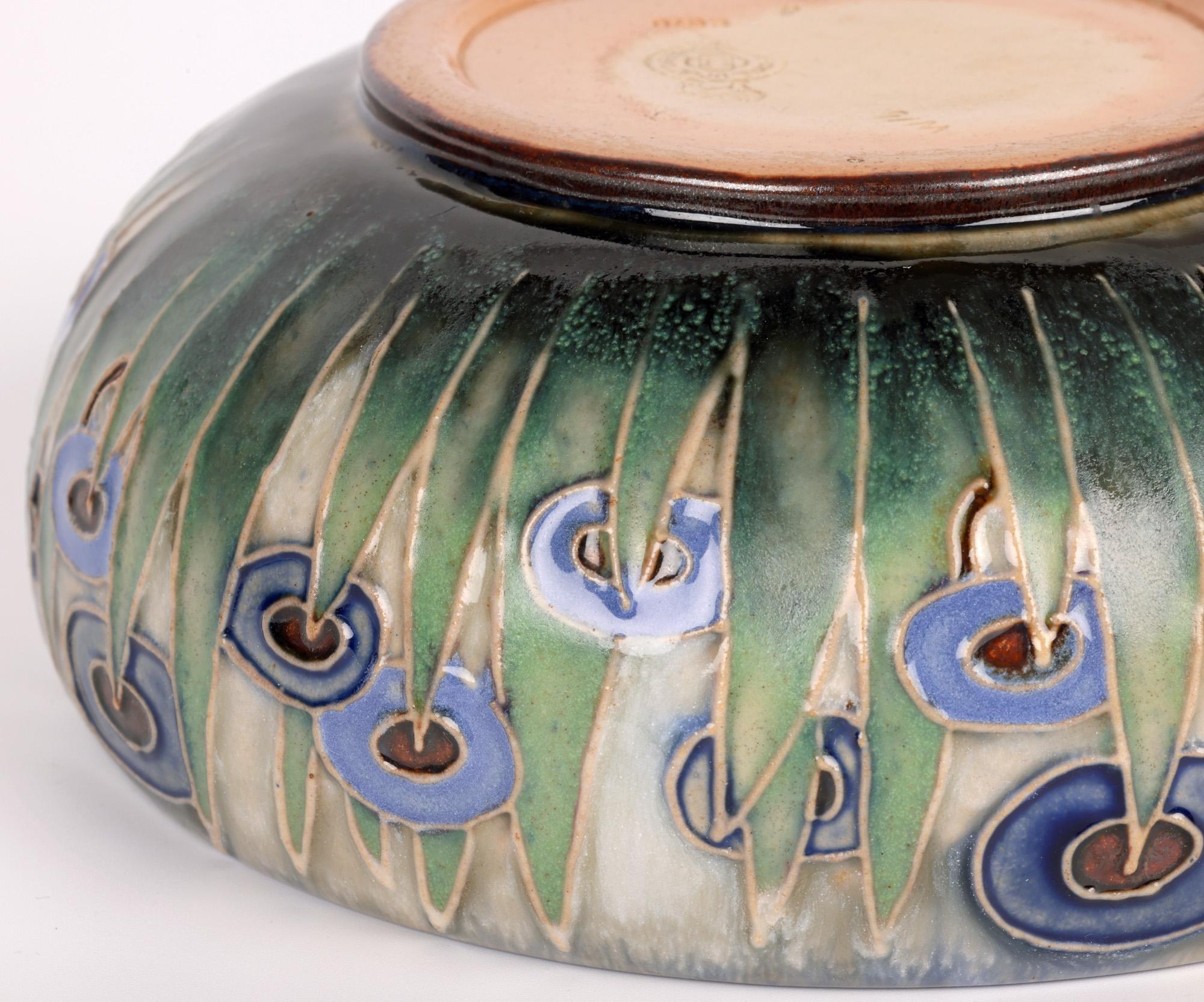 William Rowe Doulton Lambeth Art Deco Abstract Floral Design Bowl 5