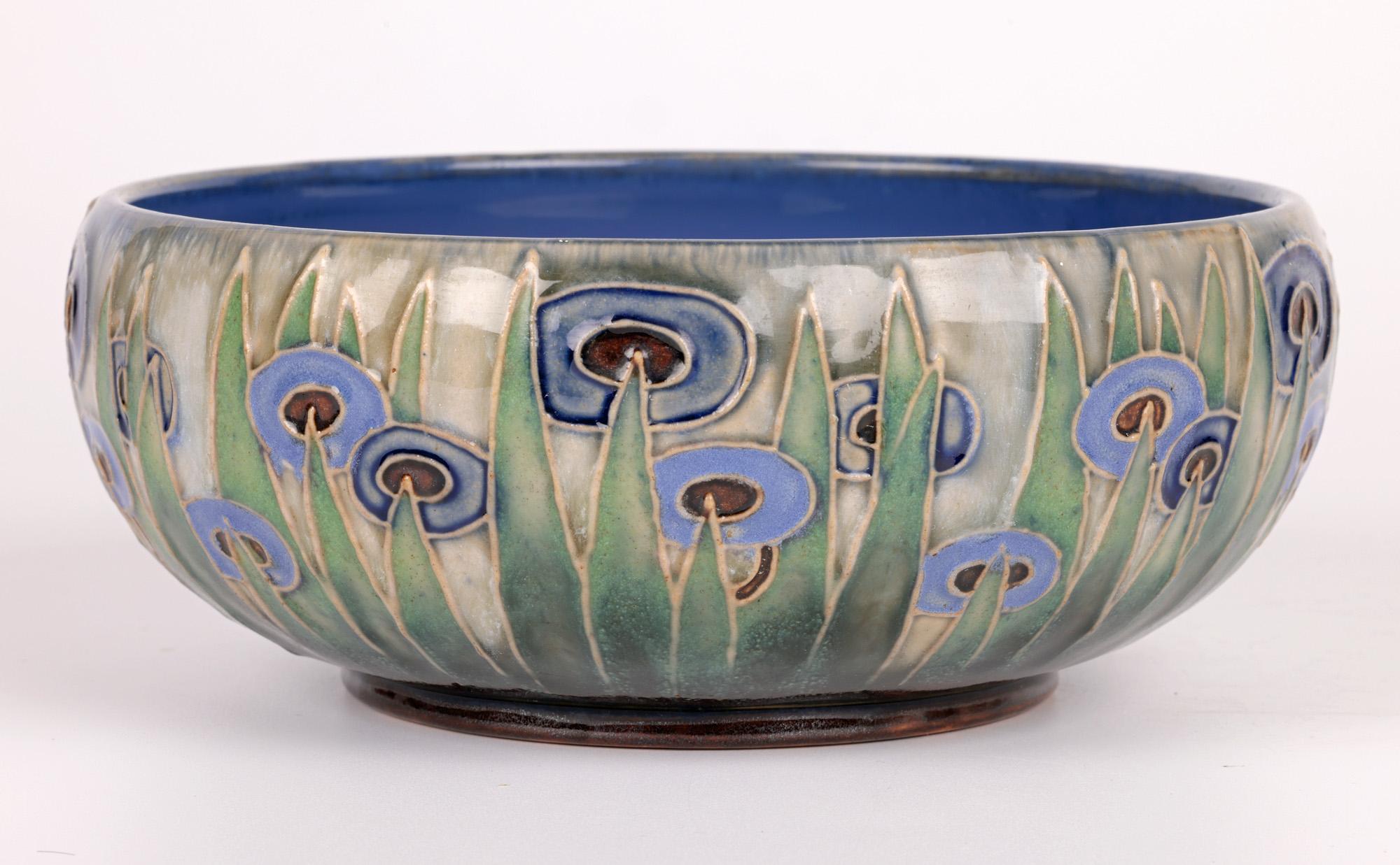 William Rowe Doulton Lambeth Art Deco Abstract Floral Design Bowl 6