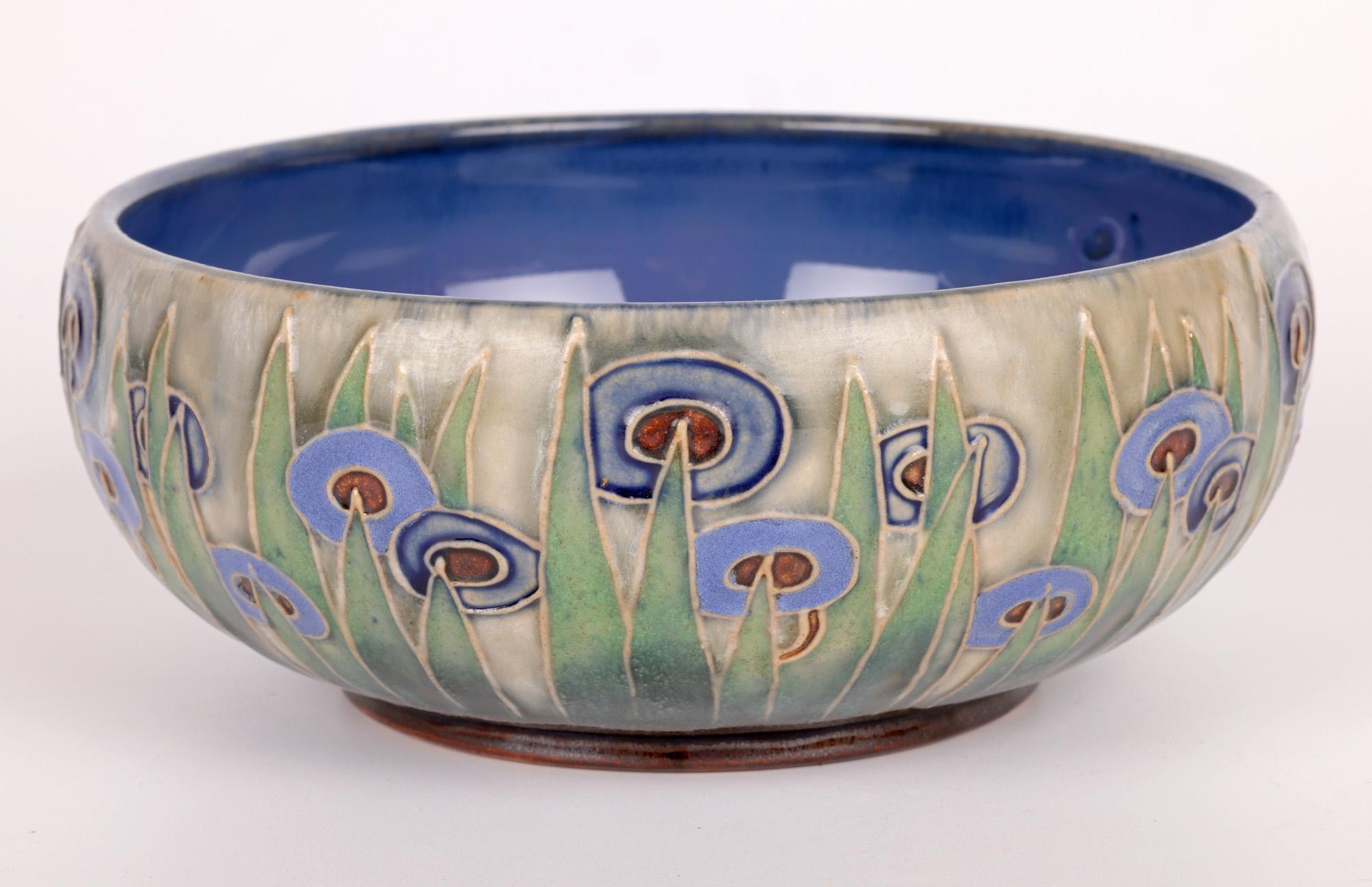 William Rowe Doulton Lambeth Art Deco Abstract Floral Design Bowl 8