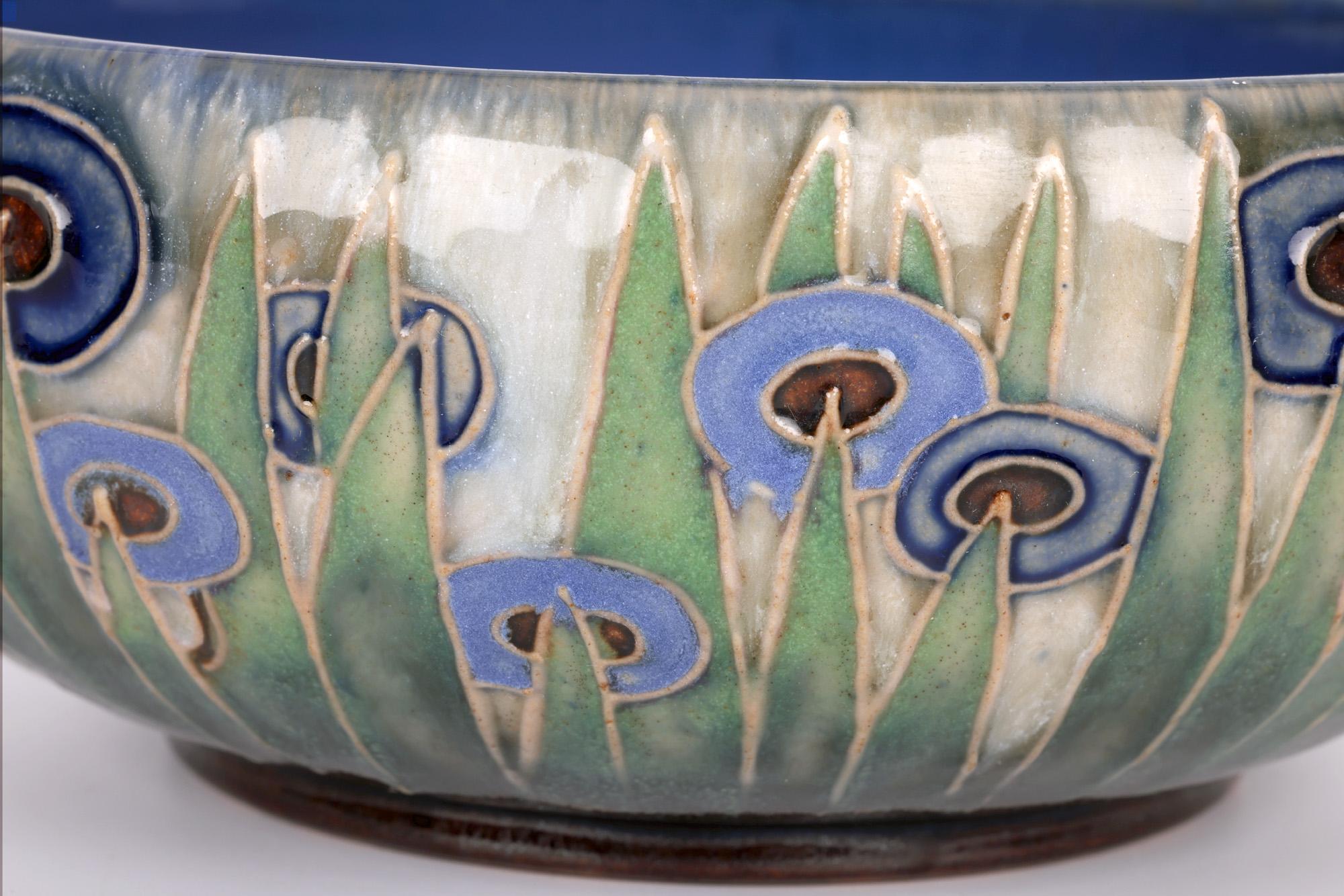 William Rowe Doulton Lambeth Art Deco Abstract Floral Design Bowl 9