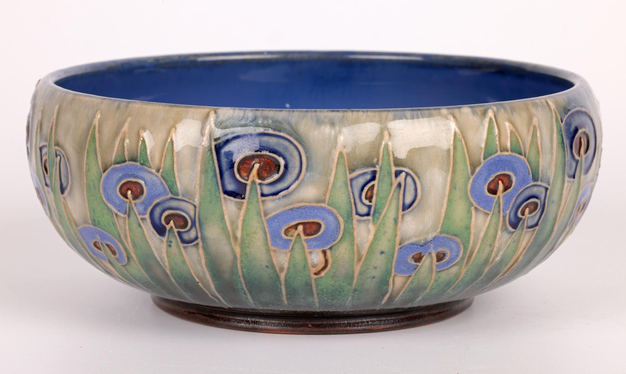William Rowe Doulton Lambeth Art Deco Abstract Floral Design Bowl 10