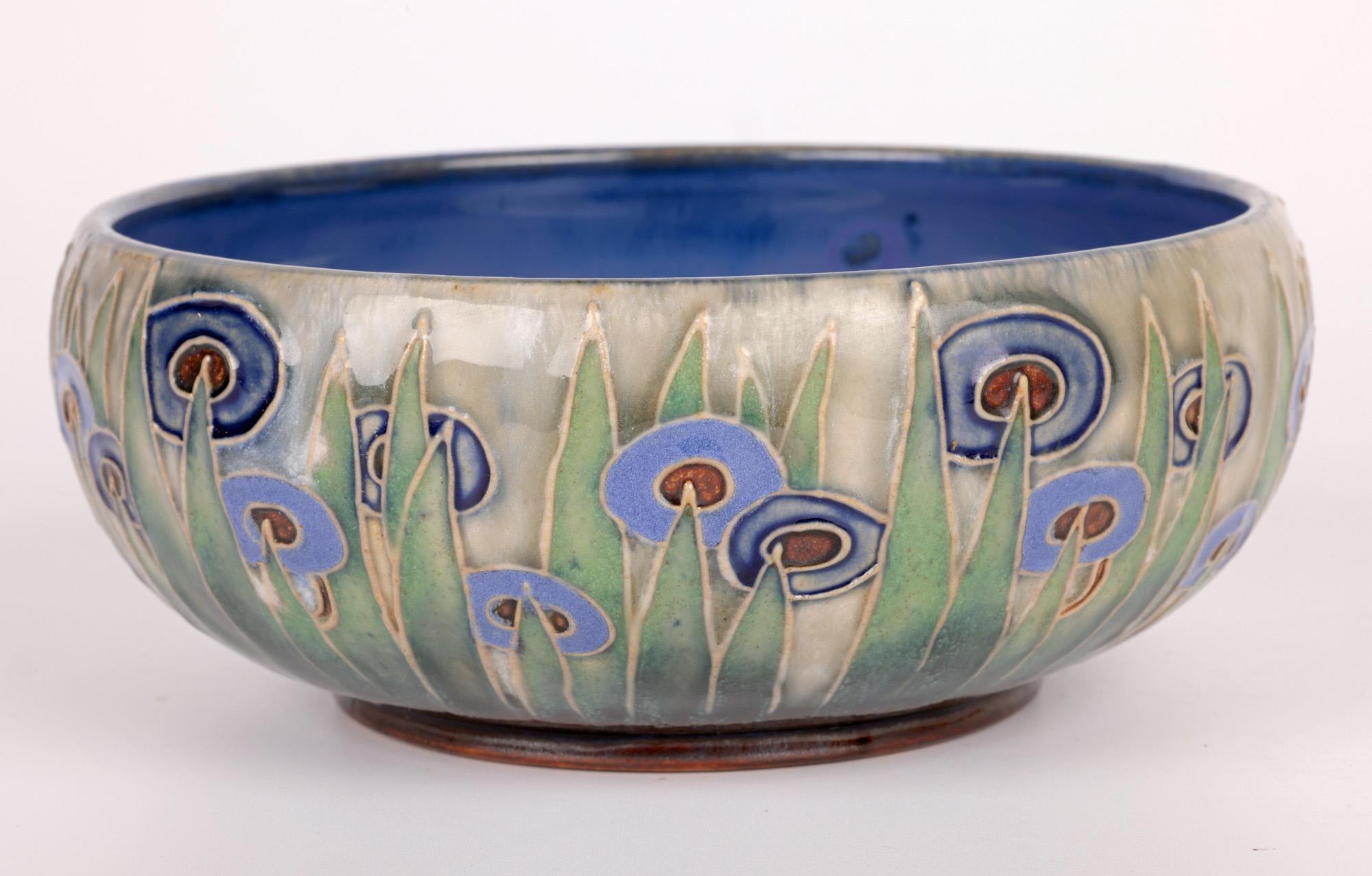 William Rowe Doulton Lambeth Art Deco Abstract Floral Design Bowl 12