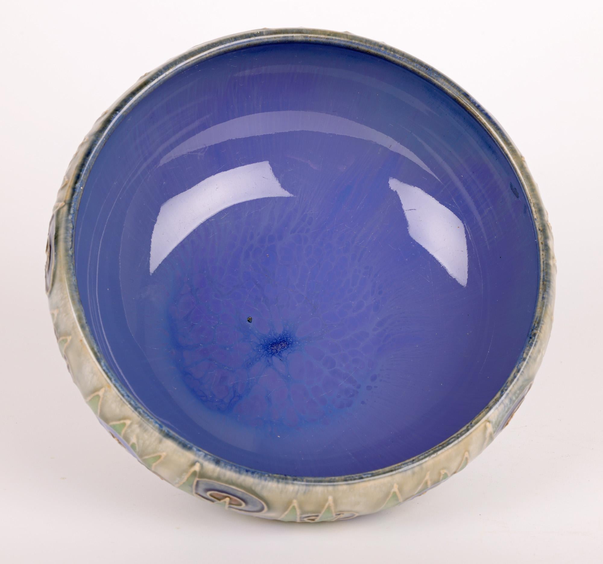Early 20th Century William Rowe Doulton Lambeth Art Deco Abstract Floral Design Bowl