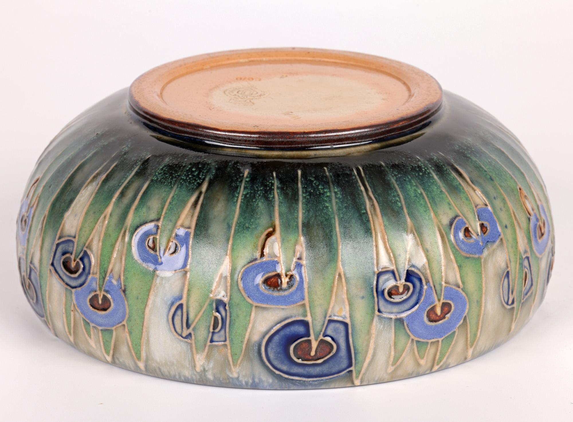 William Rowe Doulton Lambeth Art Deco Abstract Floral Design Bowl 1